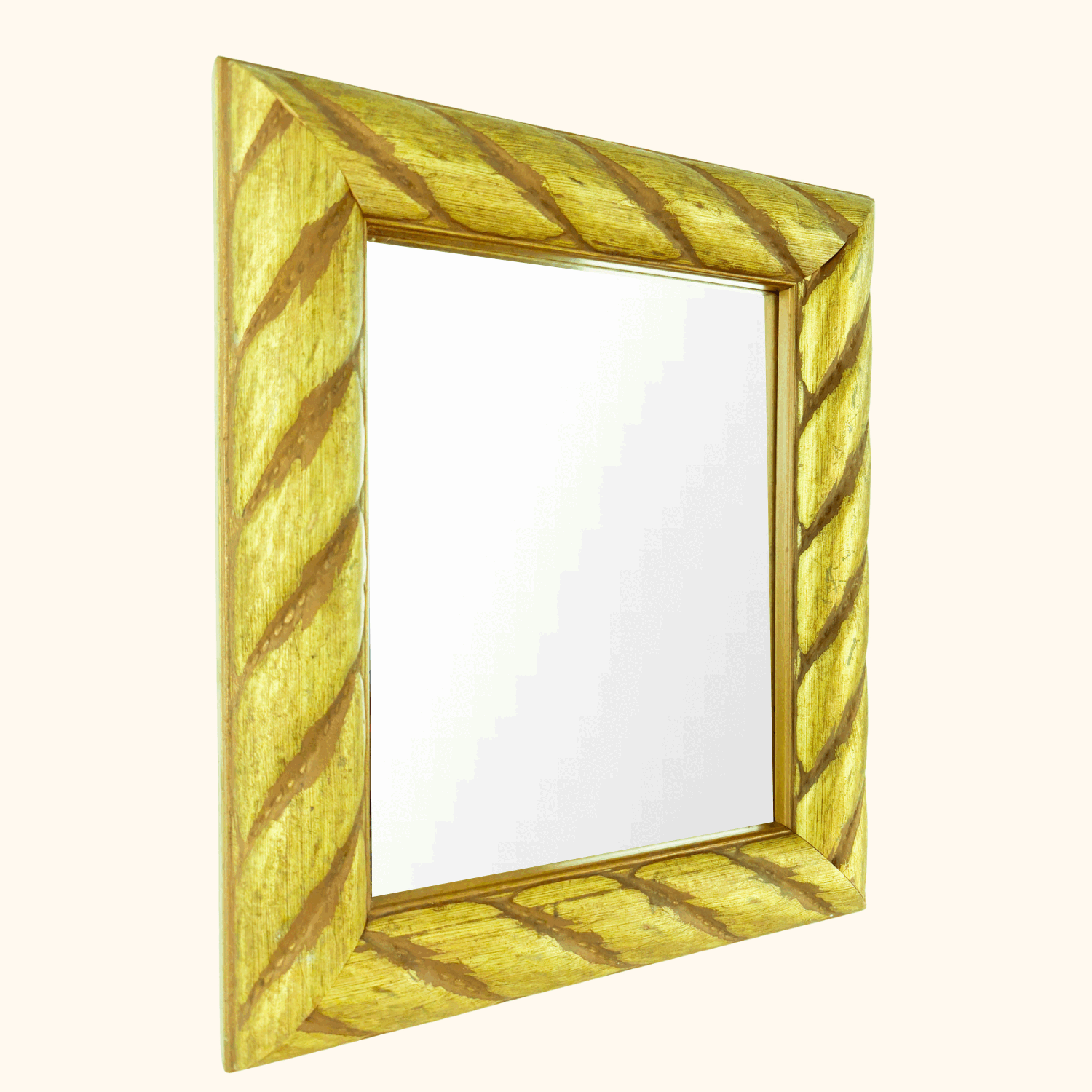 Gold Wood Rectangle Rope Chunky Wall Mirror - - Mirrors