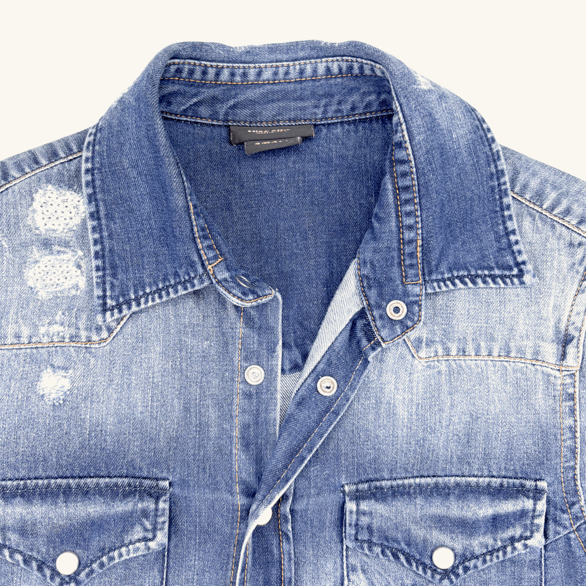 Miss Sixty Distressed Blue Denim Long Sleeve Size - Size Small