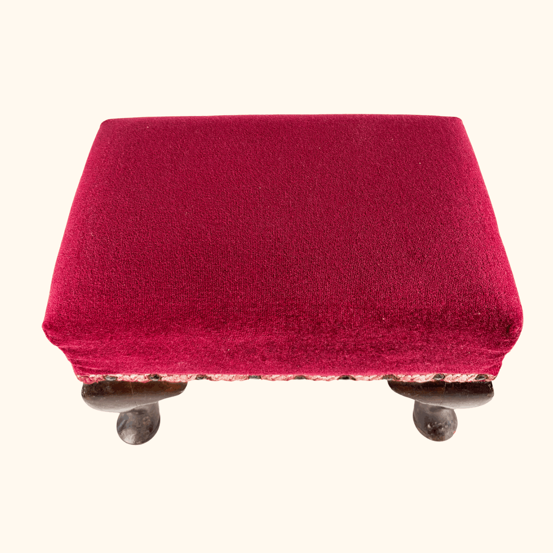 Vintage 1998 Red Velvet Upcycled Small Footstool Sunshine Thrift