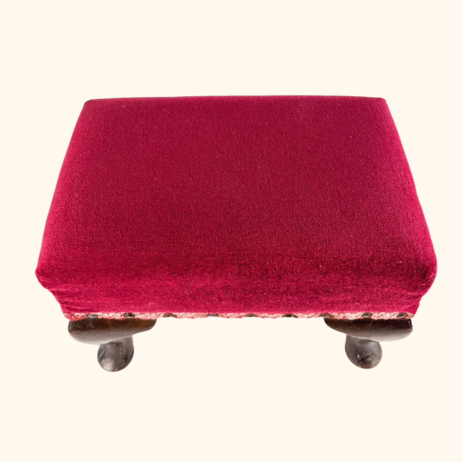 Vintage 1998 Red Velvet Upcycled Small Footstool Sunshine Thrift