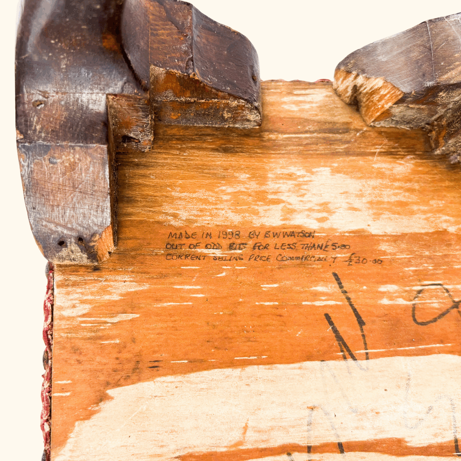 Vintage 1998 Red Velvet Upcycled Small Footstool Sunshine Thrift