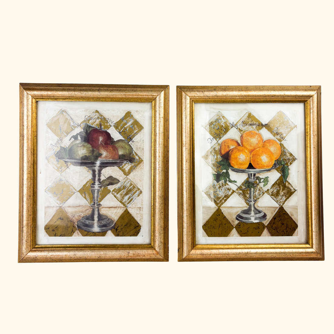 Italian Sezzatini Firenze Framed Fruit Artwork - Set of 2 Sunshine Thrift