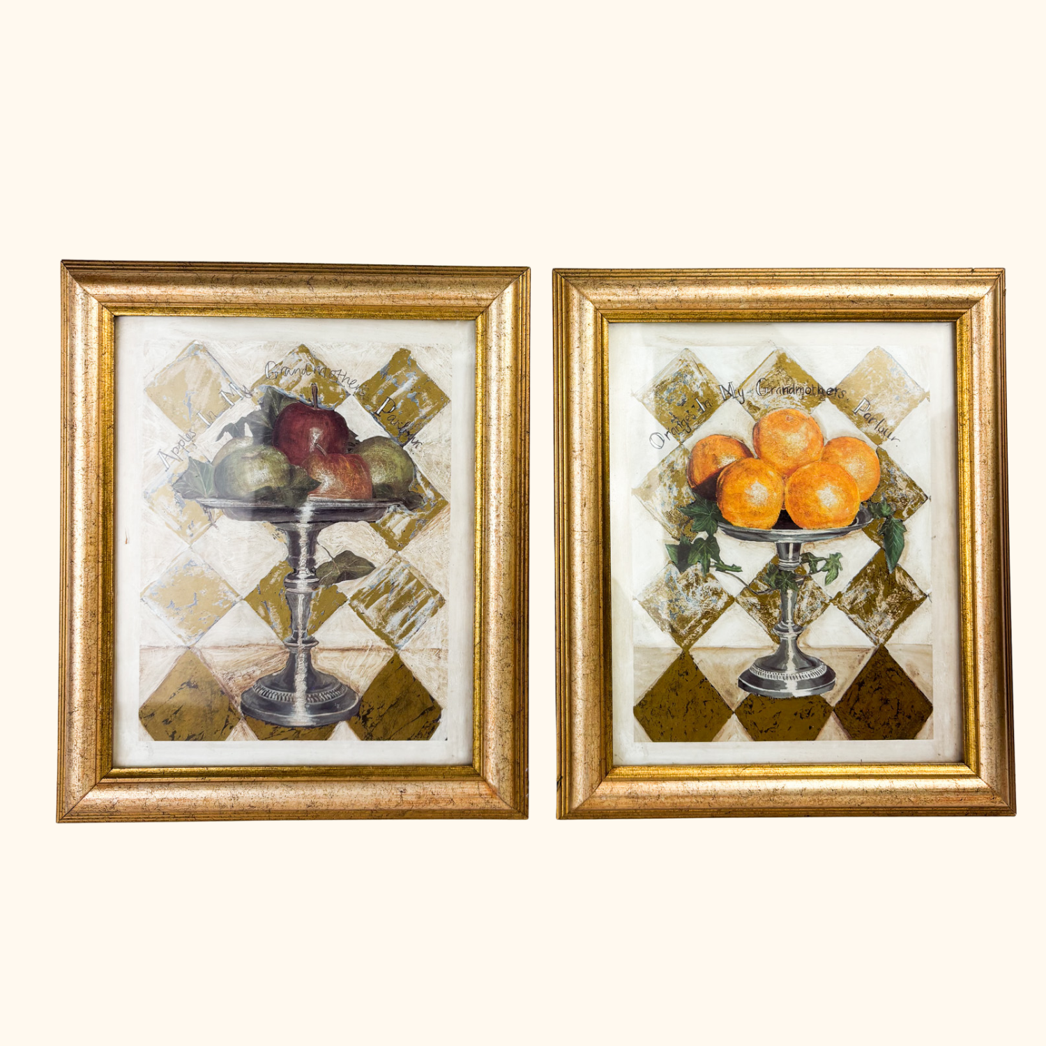 Italian Sezzatini Firenze Framed Fruit Artwork - Set of 2 - - Artwork