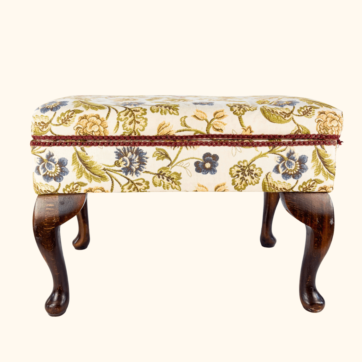 Jacquard Upholstered Footstool with Storage Sunshine Thrift