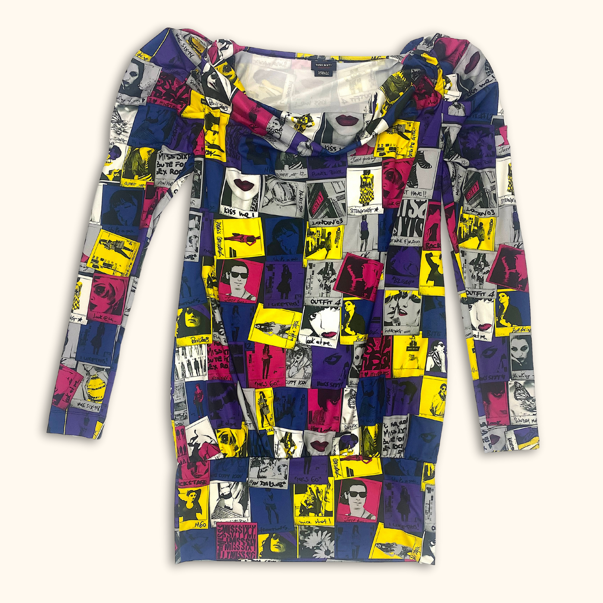Vintage Miss Sixty Y2K Pop Art Puff Sleeve Mini Dress - Size XS -  - Dresses