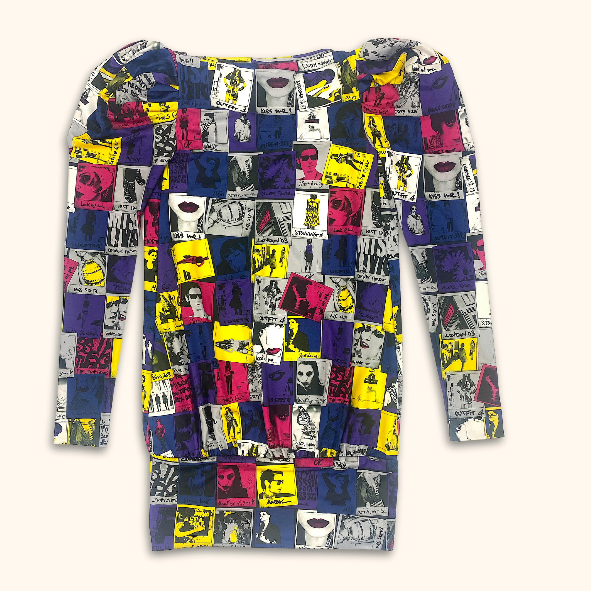 Vintage Miss Sixty Y2K Pop Art Puff Sleeve Mini Dress - Size XS -  - Dresses