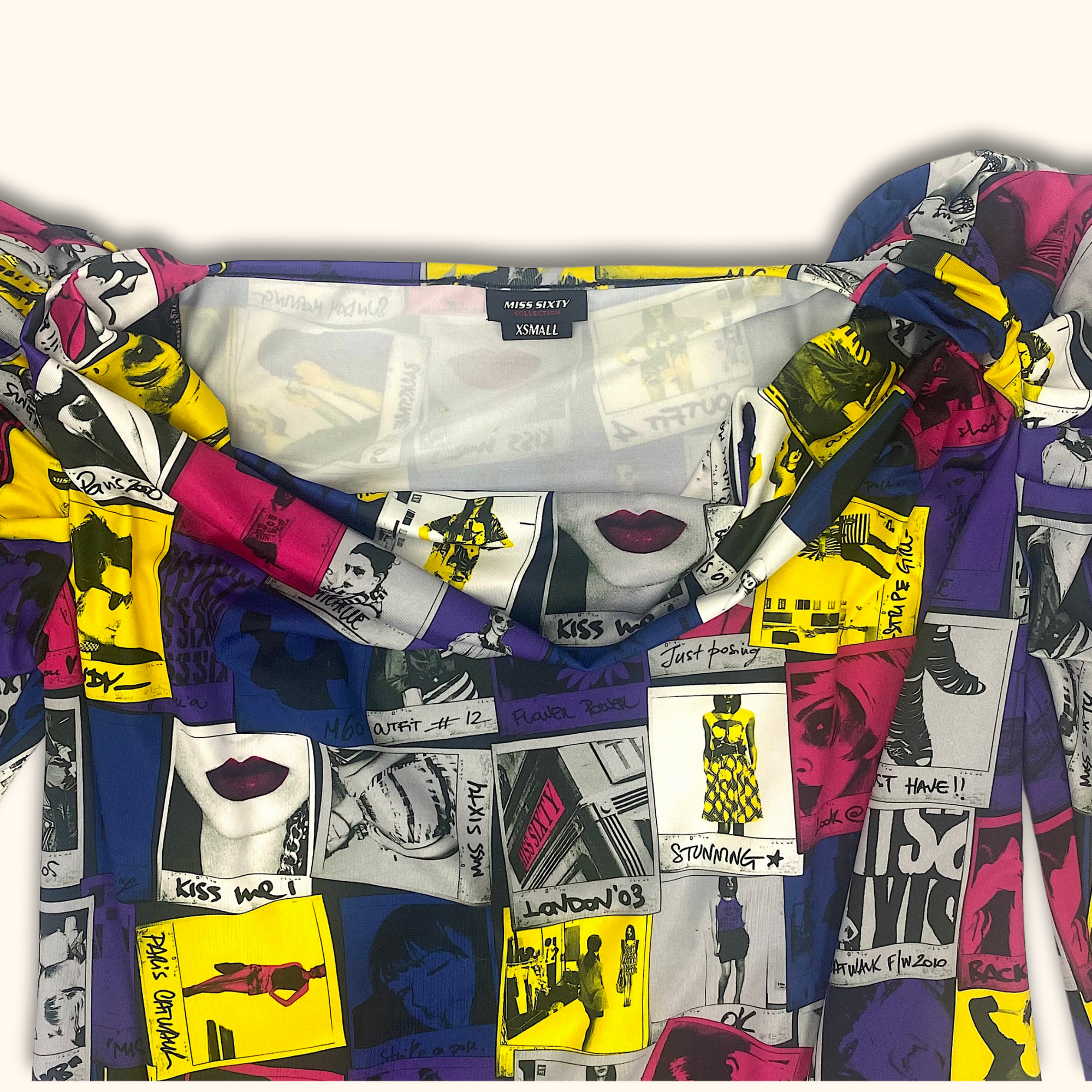 Vintage Miss Sixty Y2K Pop Art Puff Sleeve Mini Dress - Size XS -  - Dresses