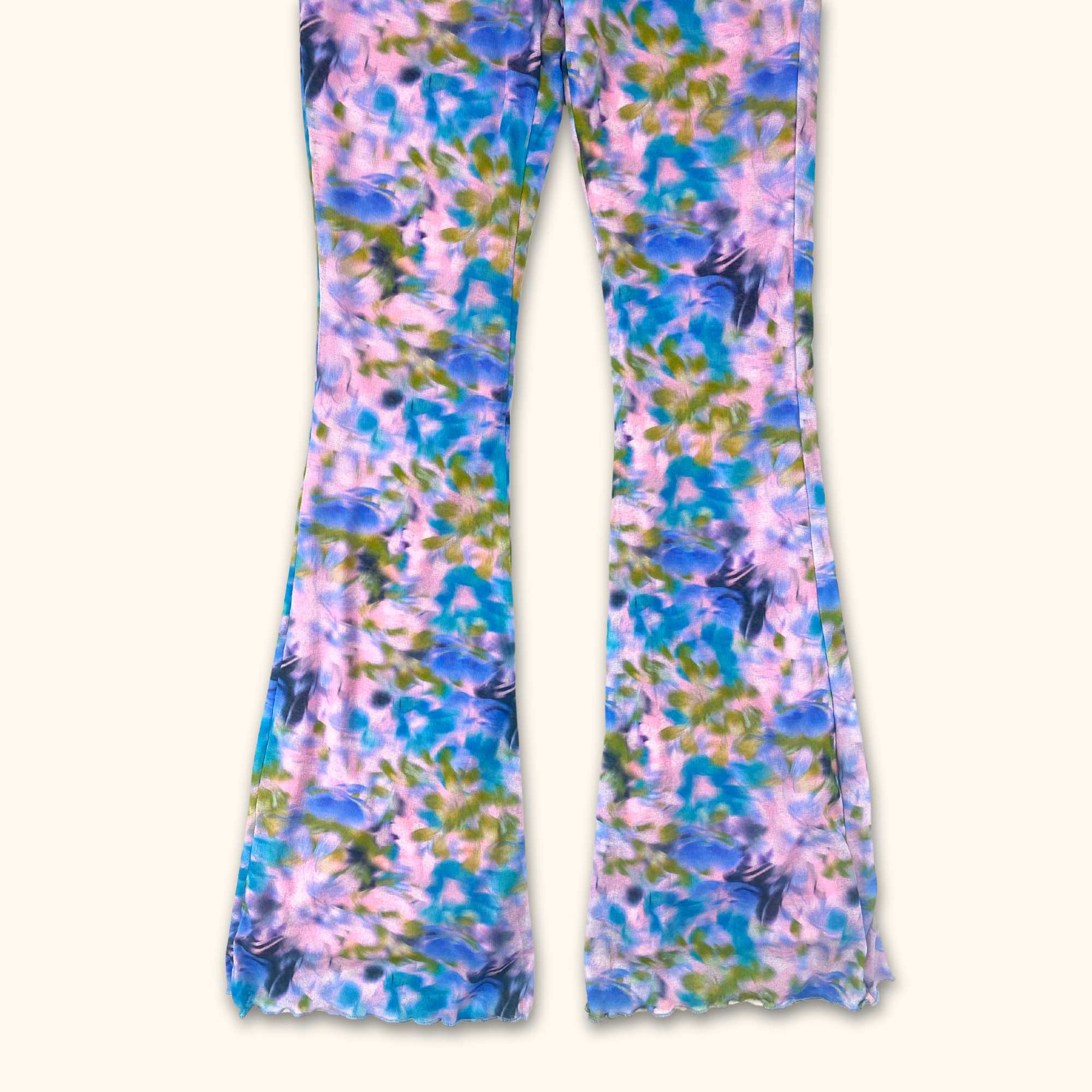 Topshop Blue Floral High Waisted Flared Trousers -  Size 12 -  - Trousers