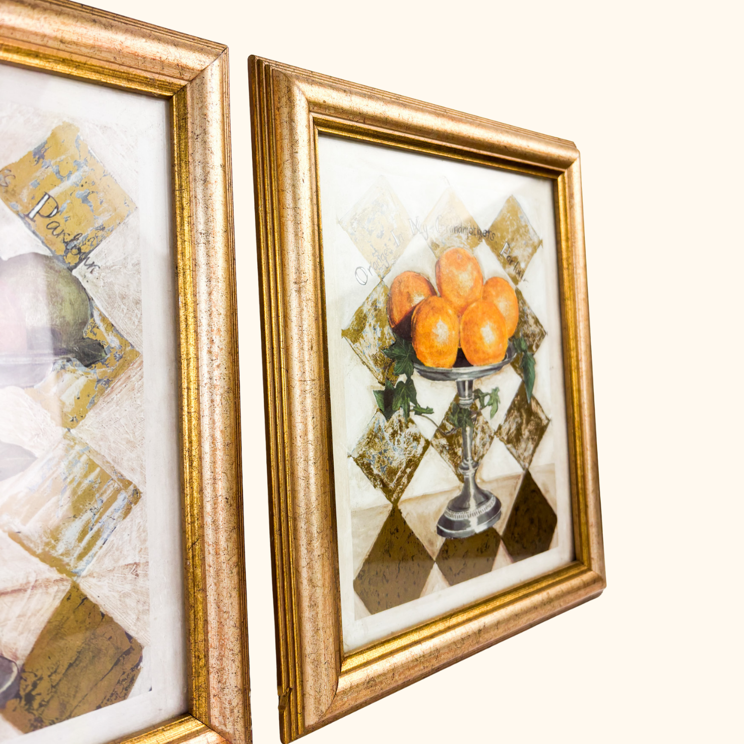Italian Sezzatini Firenze Framed Fruit Artwork - Set of 2 - - Artwork