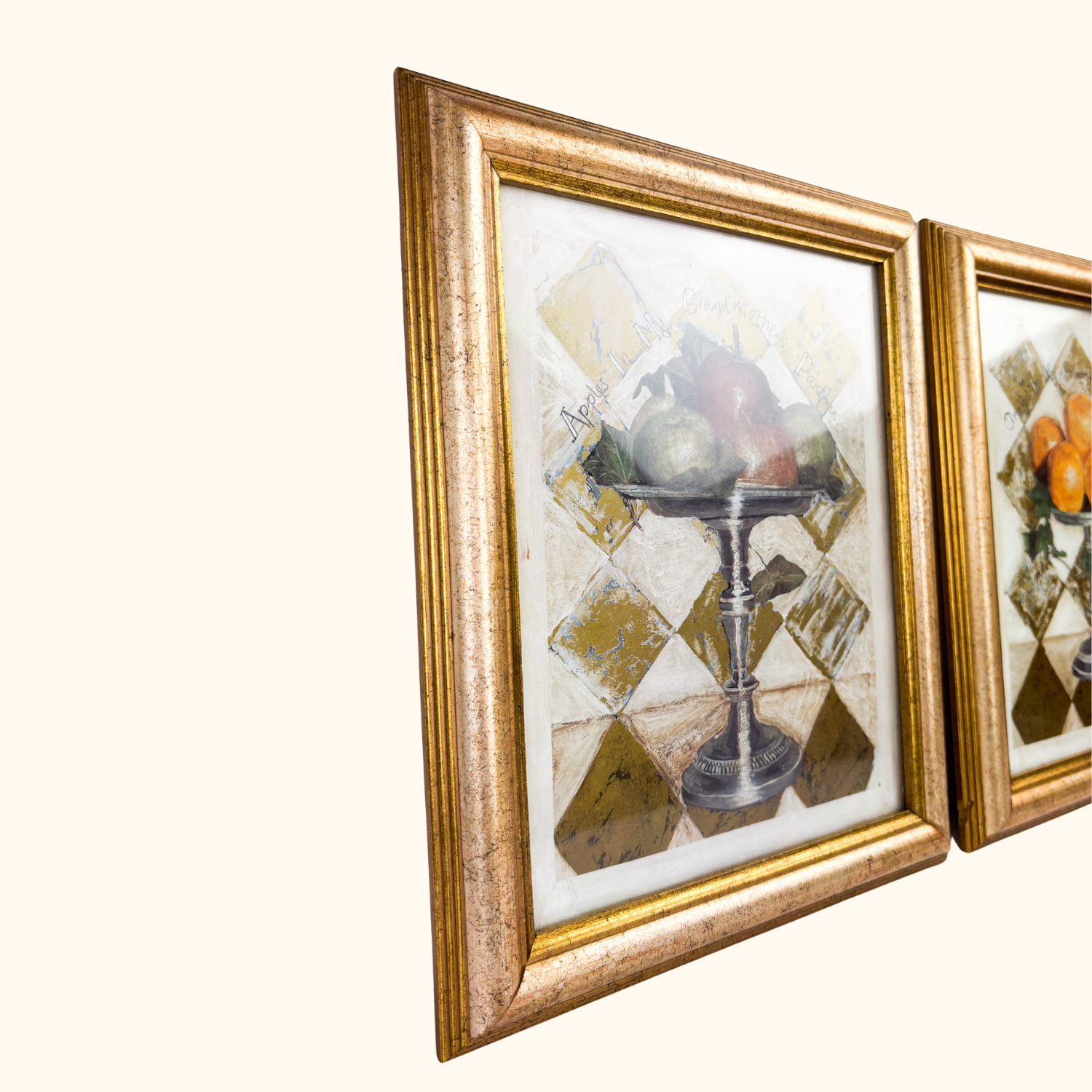 Italian Sezzatini Firenze Framed Fruit Artwork - Set of 2 - - Artwork