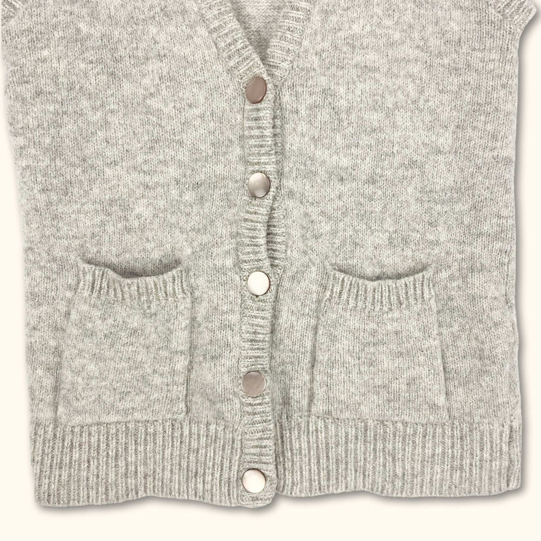 100% Wool Grey Button Up Sweater Vest Size - Size Small - - Knitwear