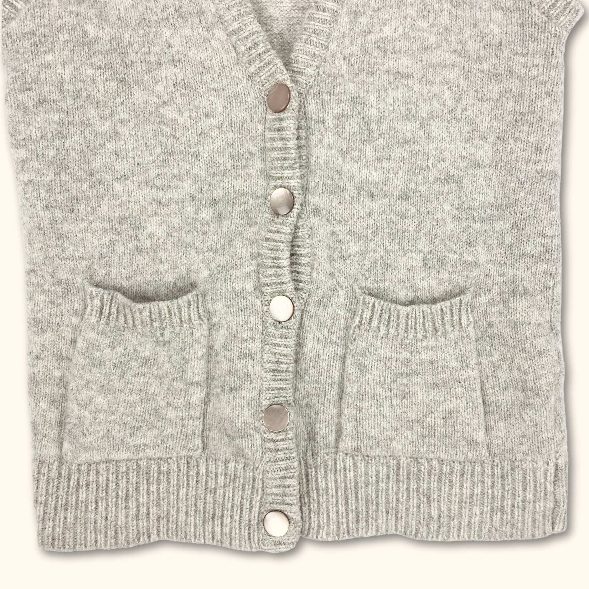 100% Wool Grey Button Up Sweater Vest Size - Size Small - - Knitwear