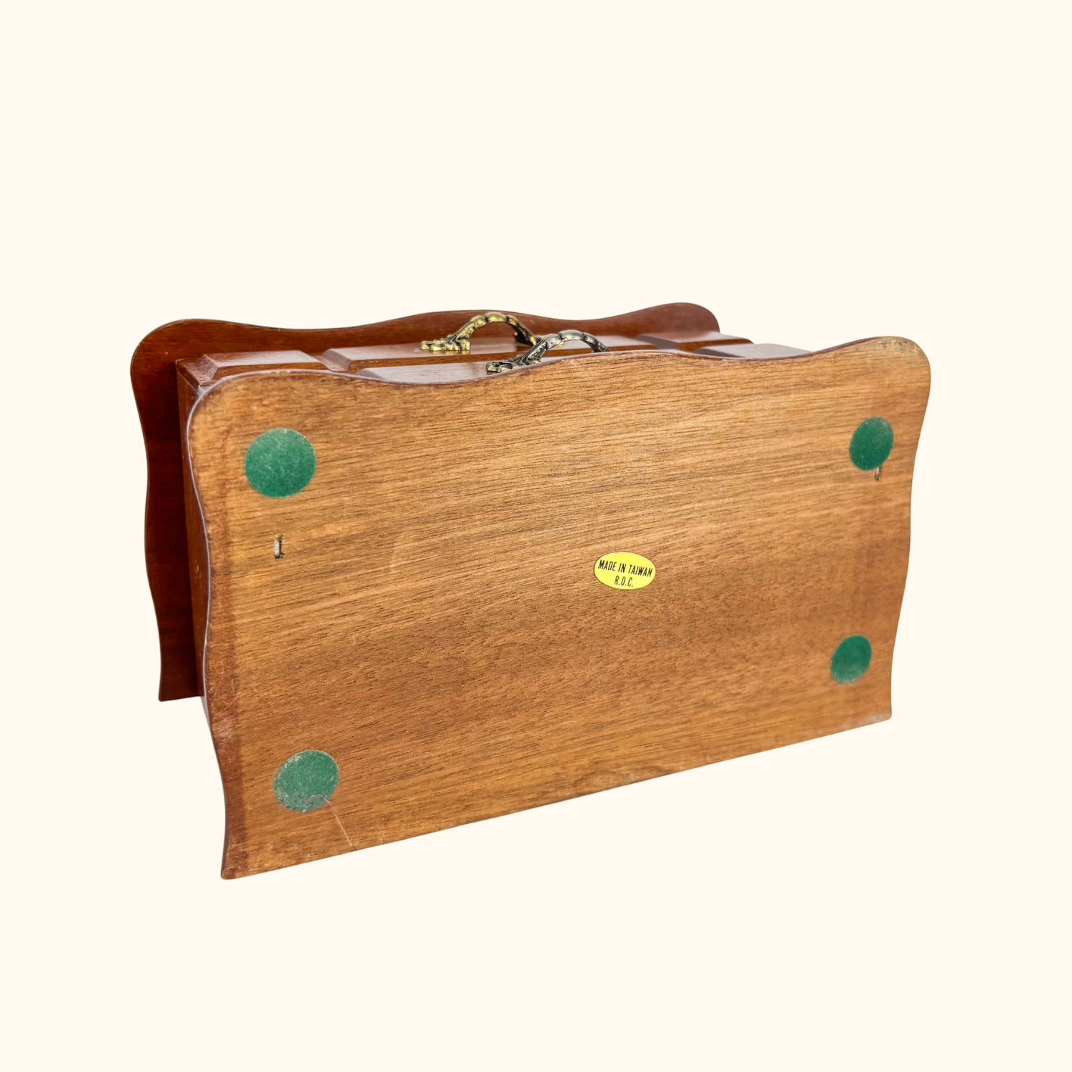 Vintage Wood Jewellery Box Brass Handles Sunshine Thrift