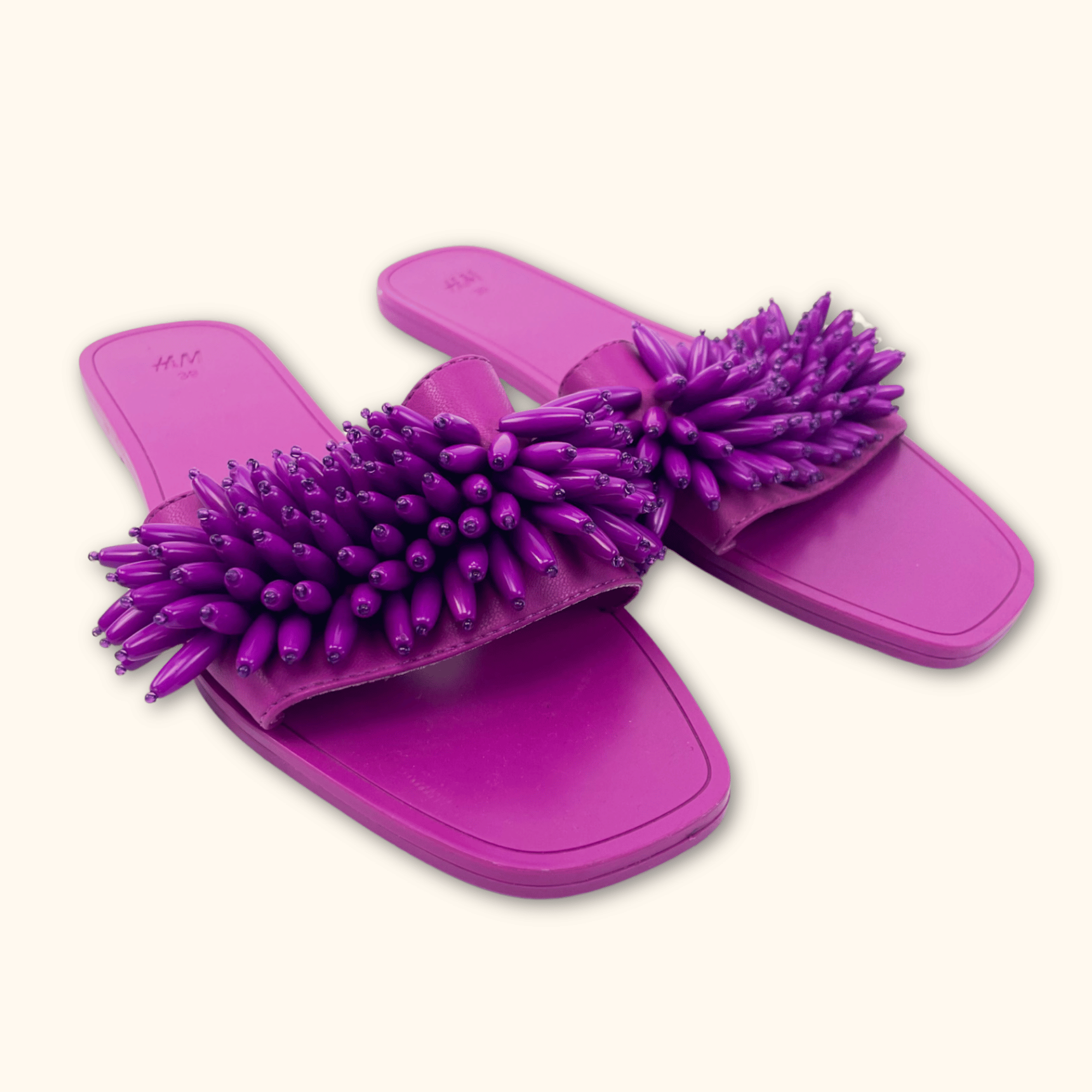 H&M Purple Beaded Square Toe Slides - Size 6 - - Shoes & boots