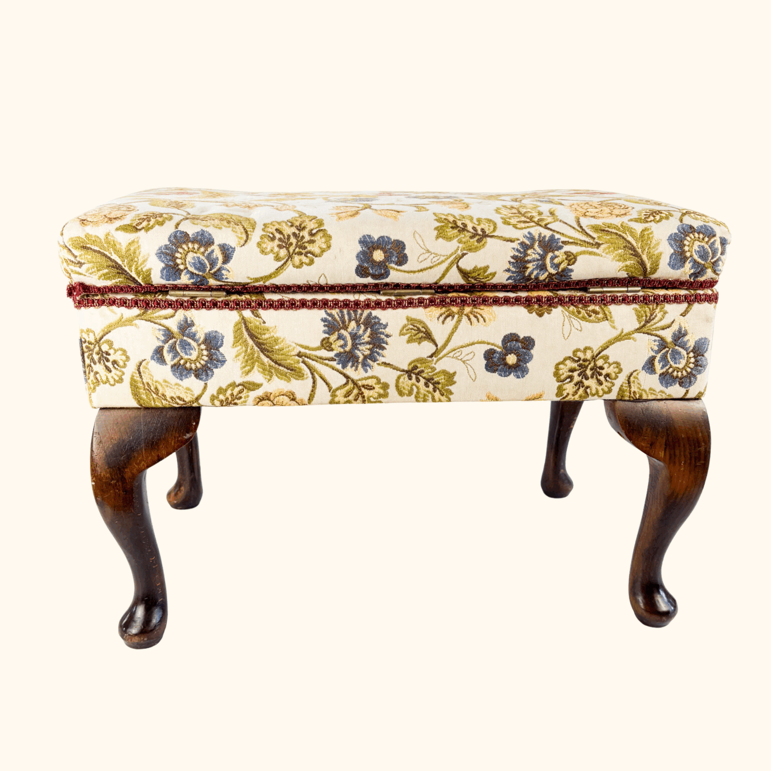 Jacquard Upholstered Footstool with Storage Sunshine Thrift