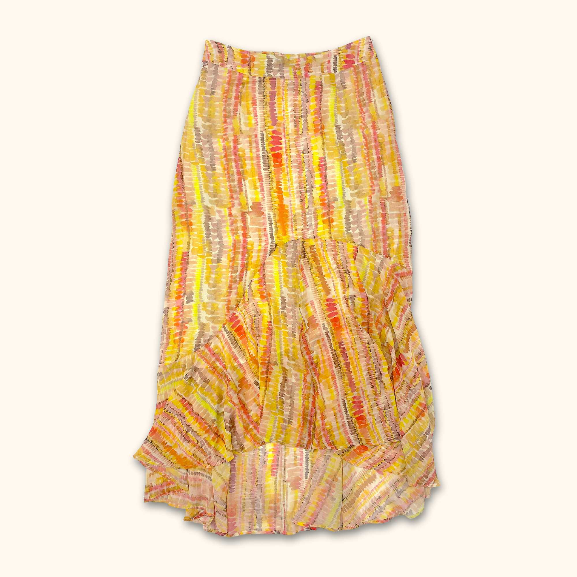 Religion Lustrous Yellow Asymmetric Midi Skirt - Size 8 - - Skirts