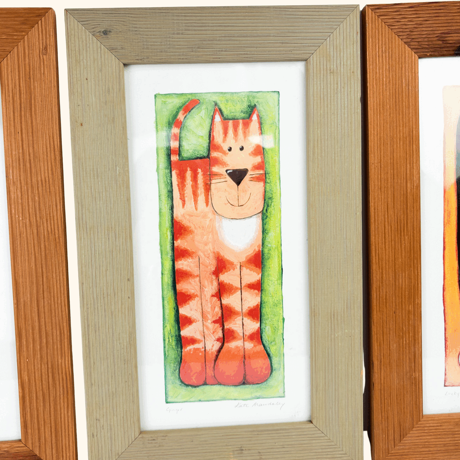 Vintage 2000s Kate Mawdsley Framed Cat and Dog Prints - Set of 3 Kate Mawdsley