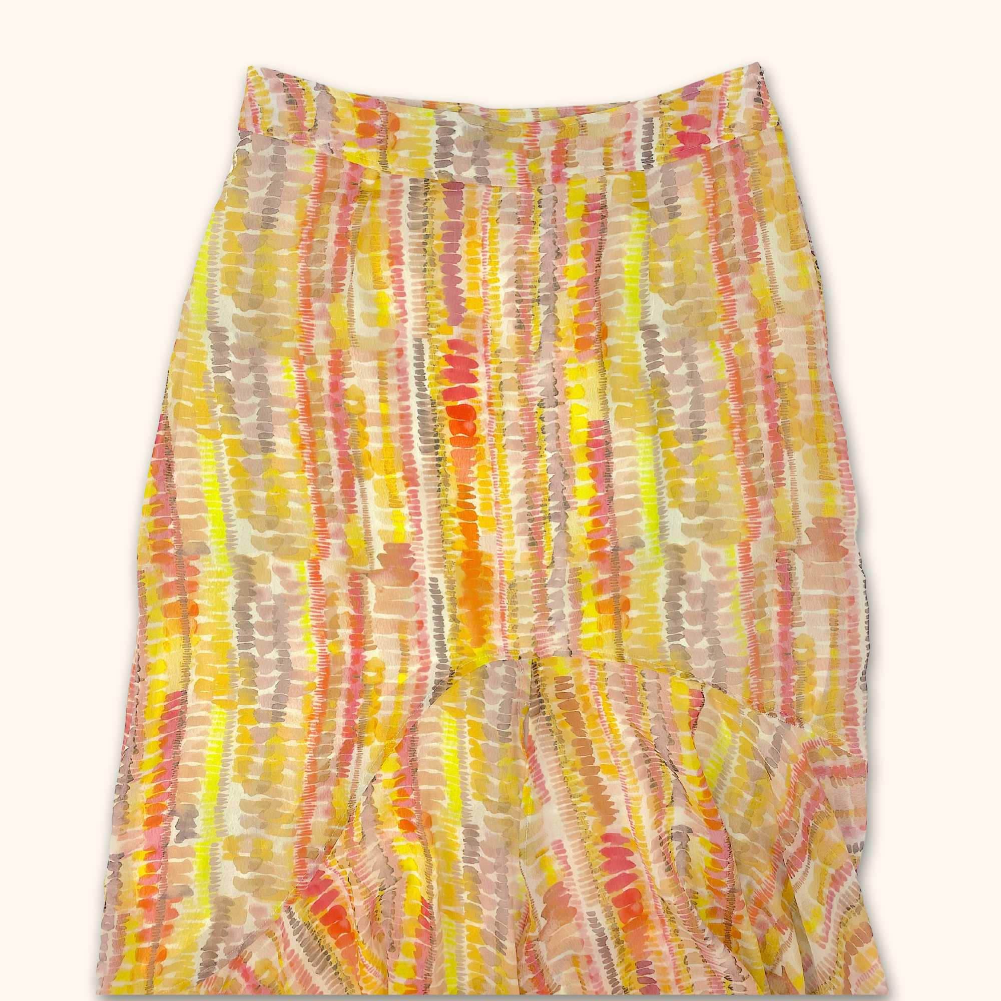 Religion Lustrous Yellow Asymmetric Midi Skirt - Size 8 - - Skirts