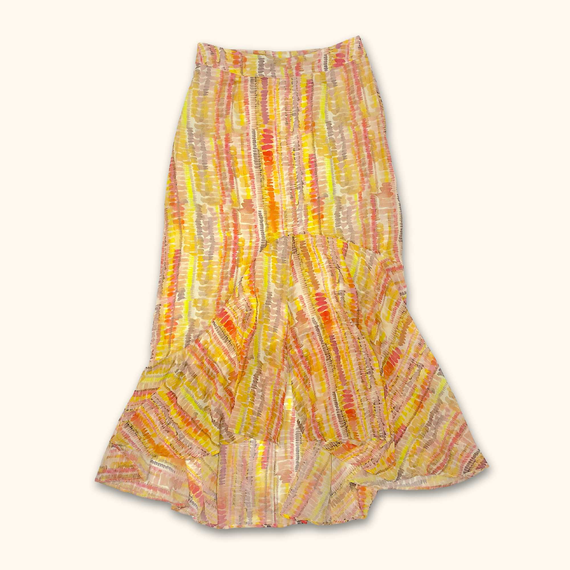 Religion Lustrous Yellow Asymmetric Midi Skirt - Size 8 - - Skirts