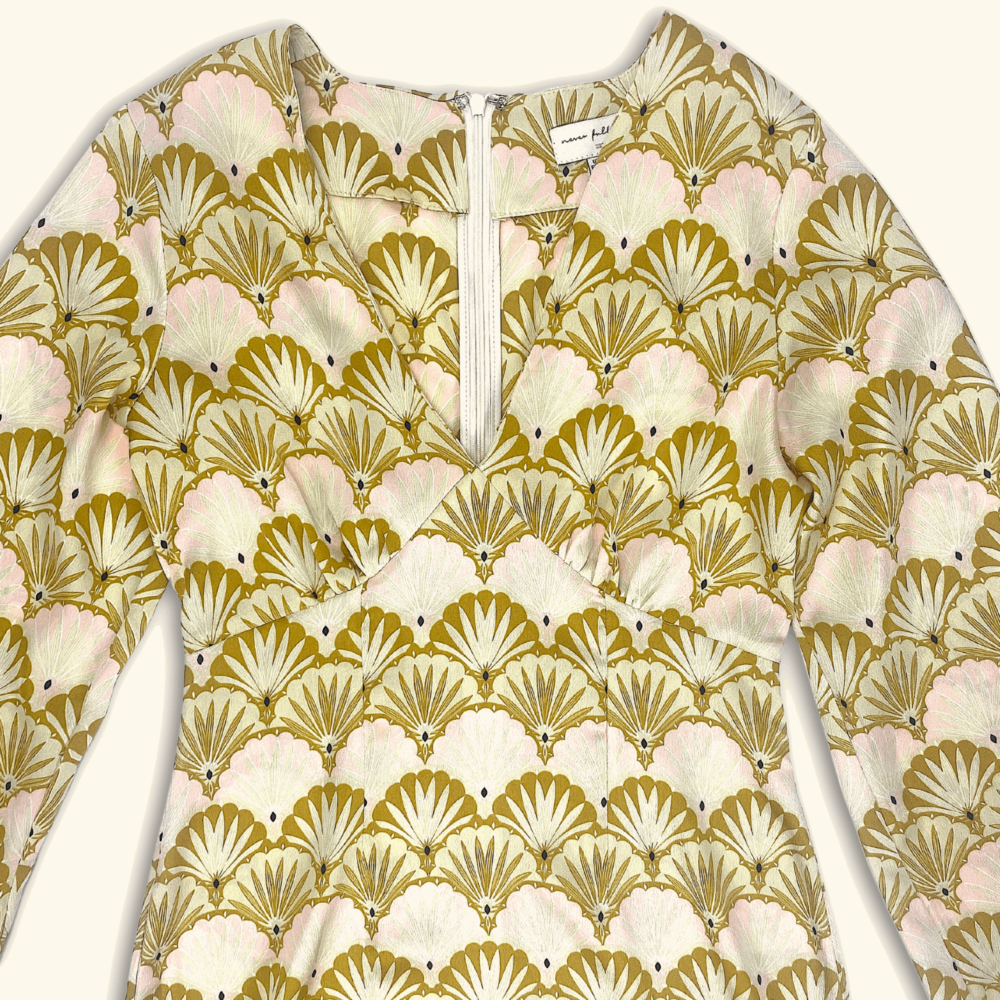 Never Fully Dressed Art Deco Long Sleeve Mini Dress - Size 6 - - Dresses