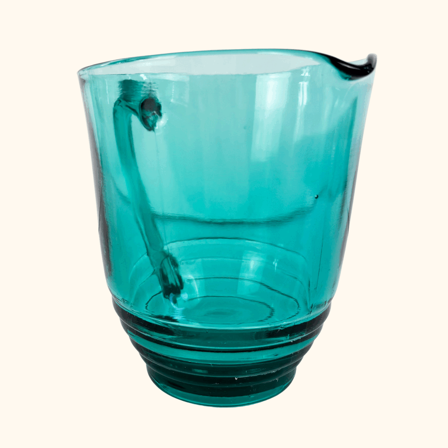 Mid Century Turqouise Glass Pitcher Jug Sunshine Thrift