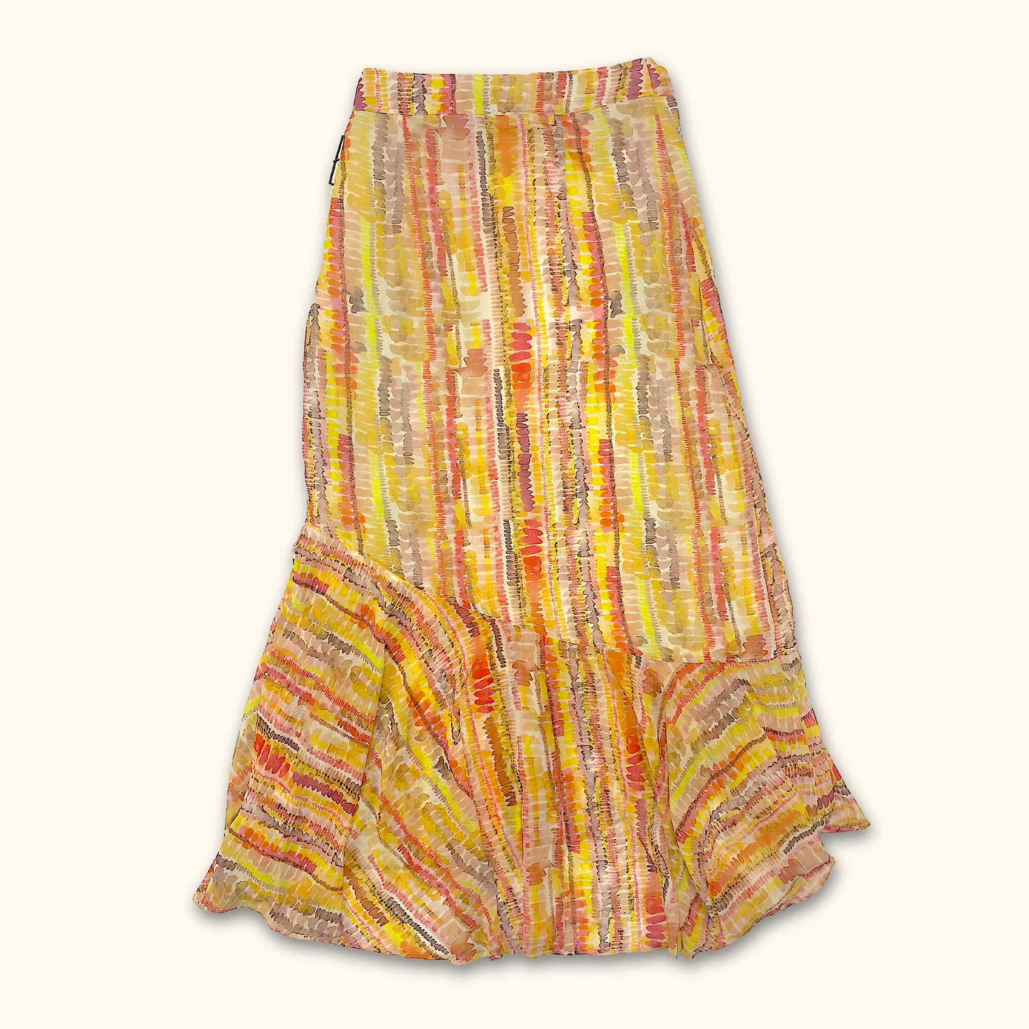 Religion Lustrous Yellow Asymmetric Midi Skirt - Size 8 - - Skirts