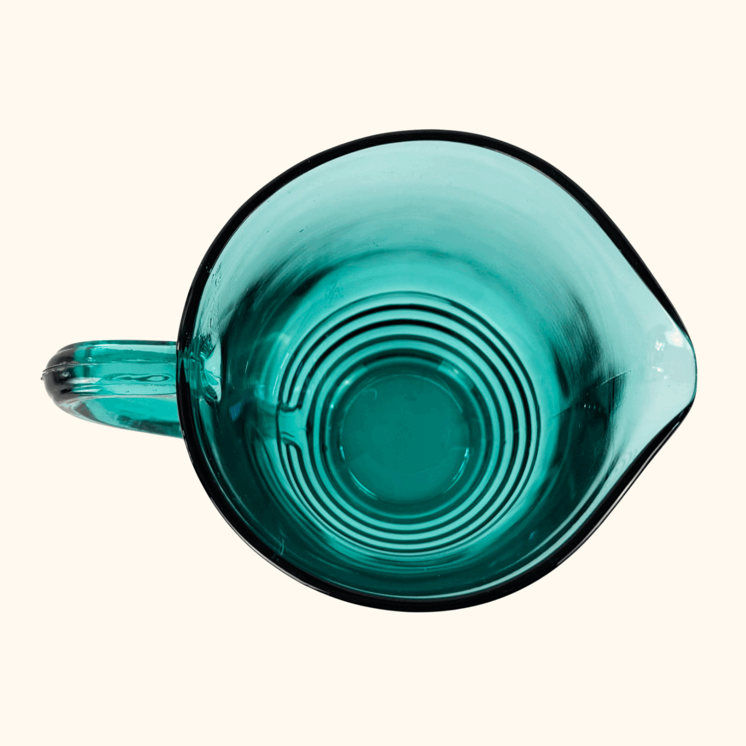 Mid Century Turqouise Glass Pitcher Jug Sunshine Thrift