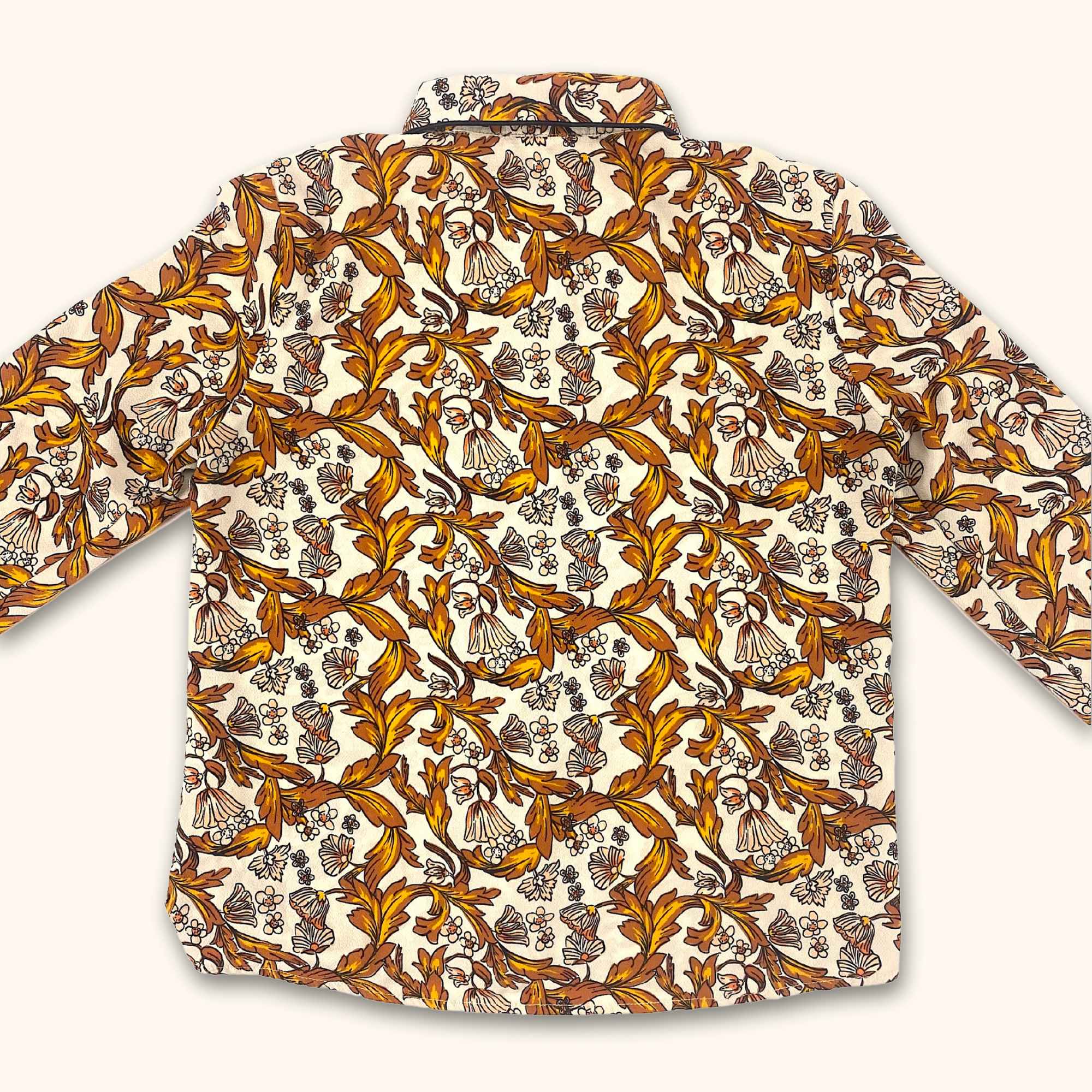 Topshop Oriental Orange Button Up Shirt - Size 10 - - Shirts