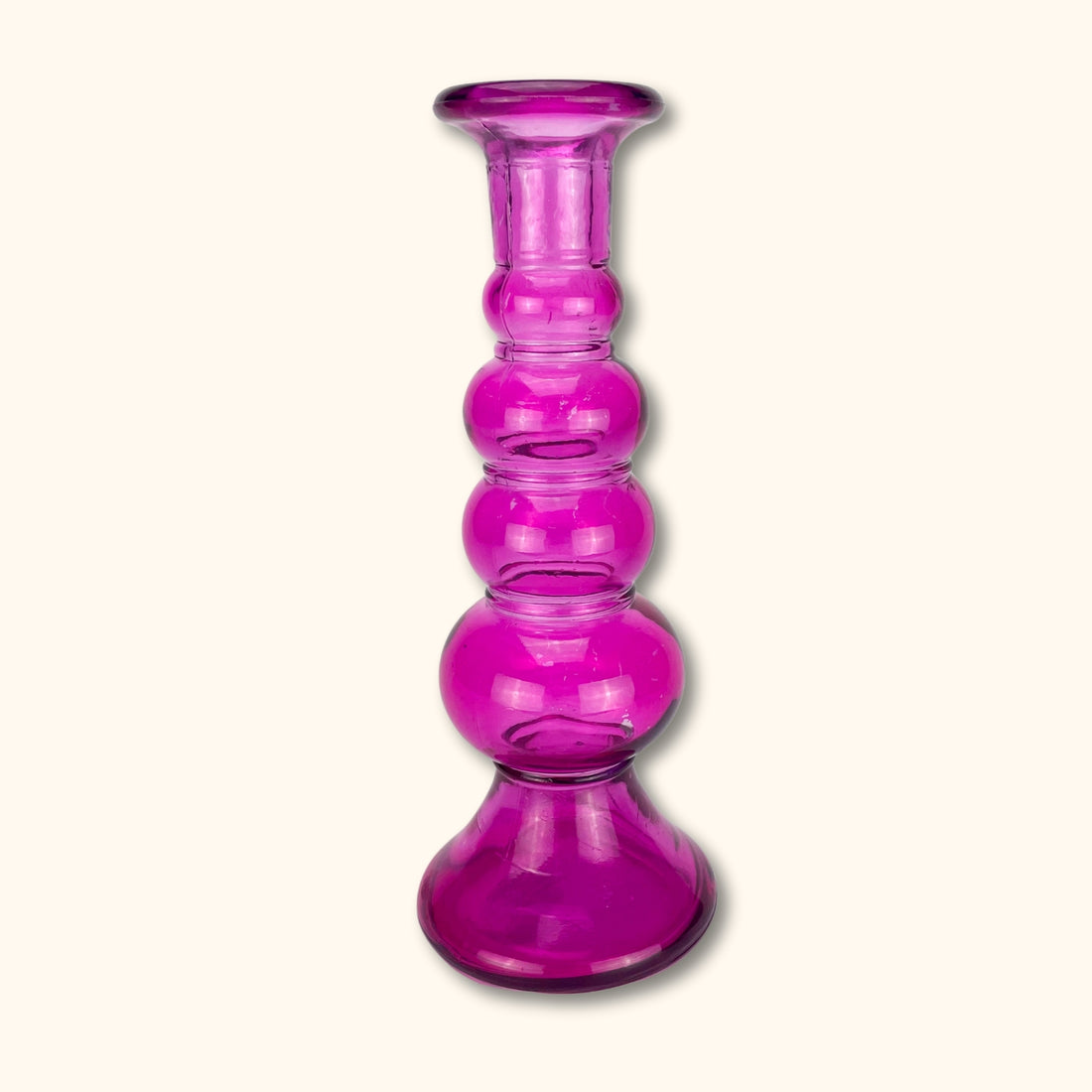 Pink Glass Bubble Candlestick Holder -  - Candle holders