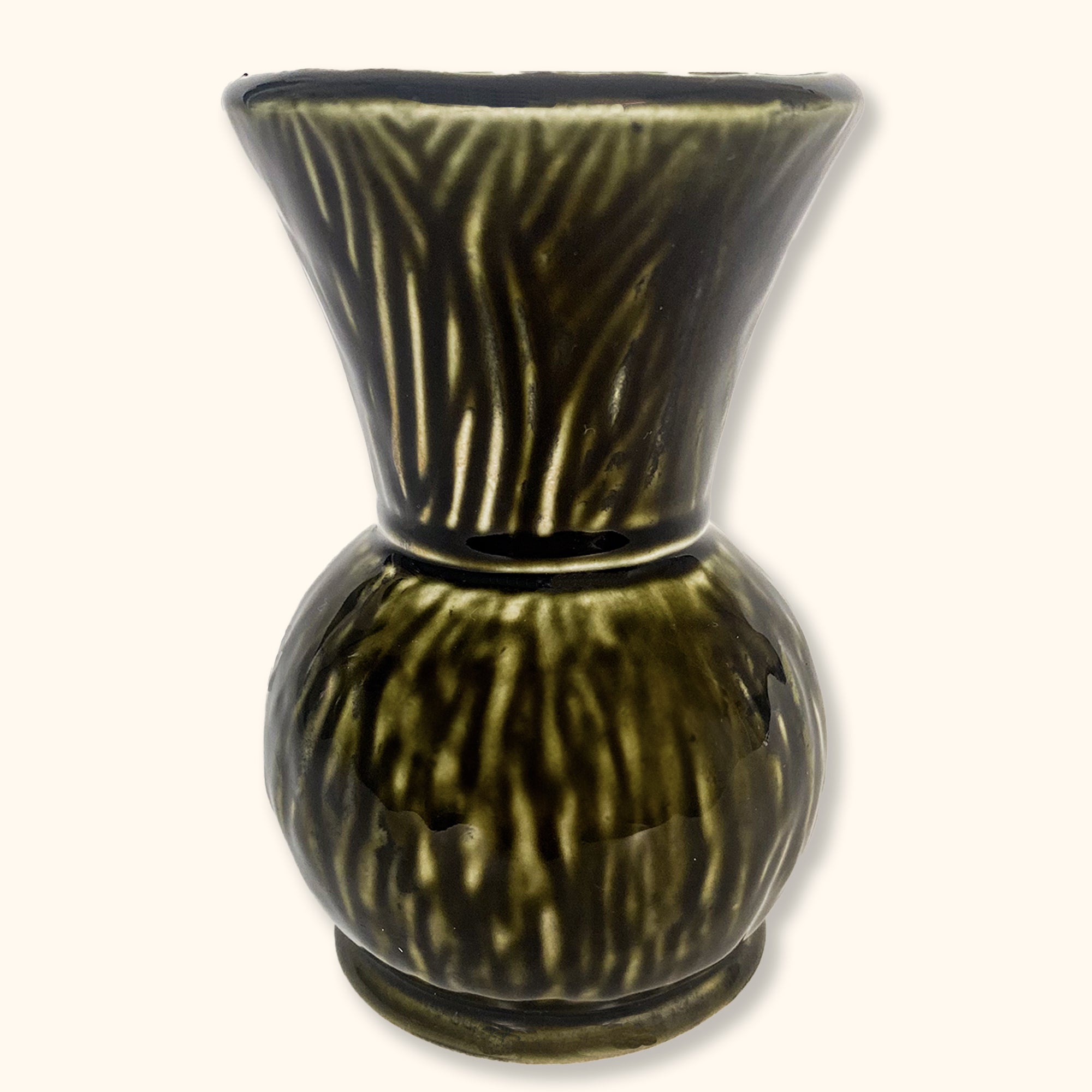 Small Dark Green Round Vase - - Vases