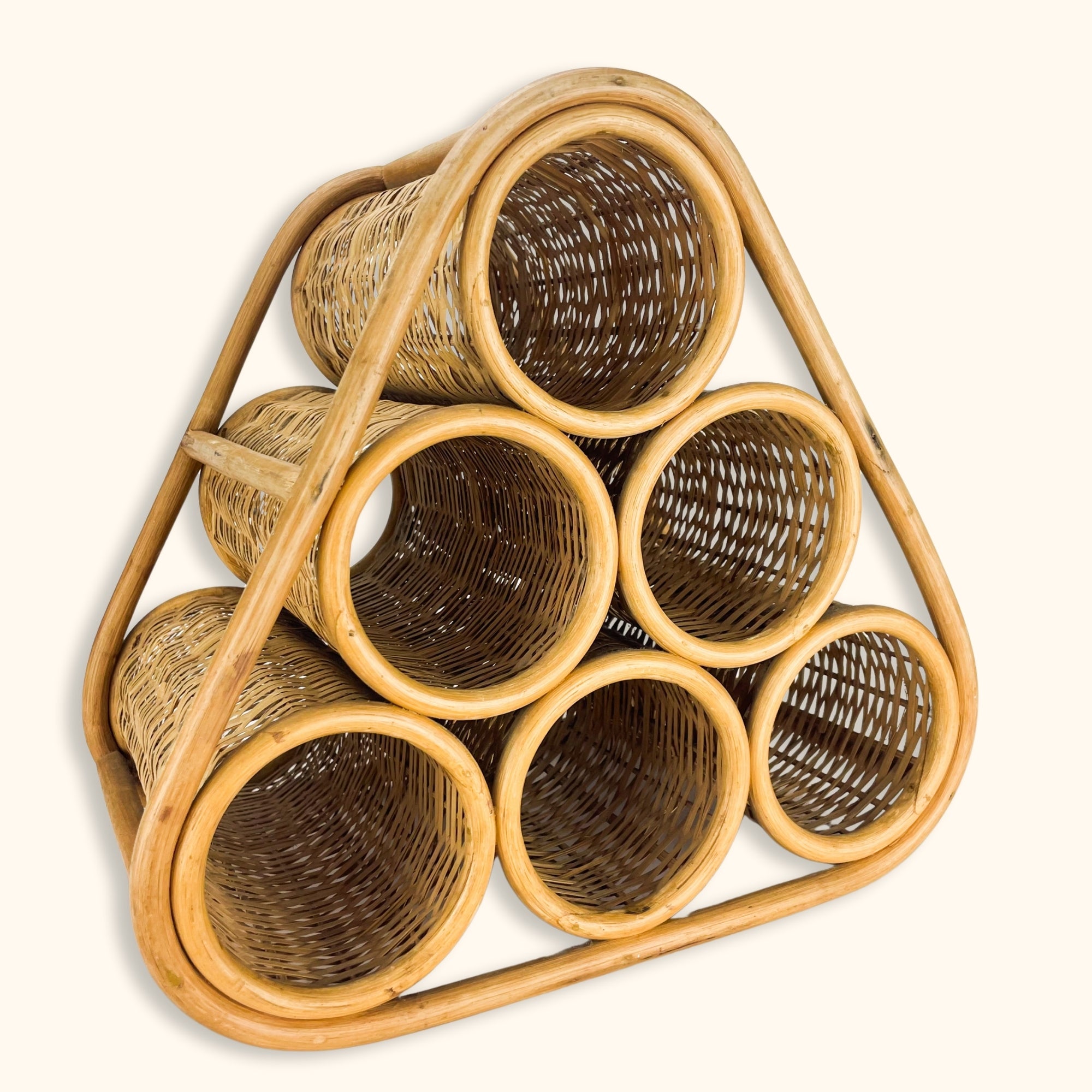 Vintage Bamboo Wicker 6-Bottle Wine Rack -  - Kitchenware