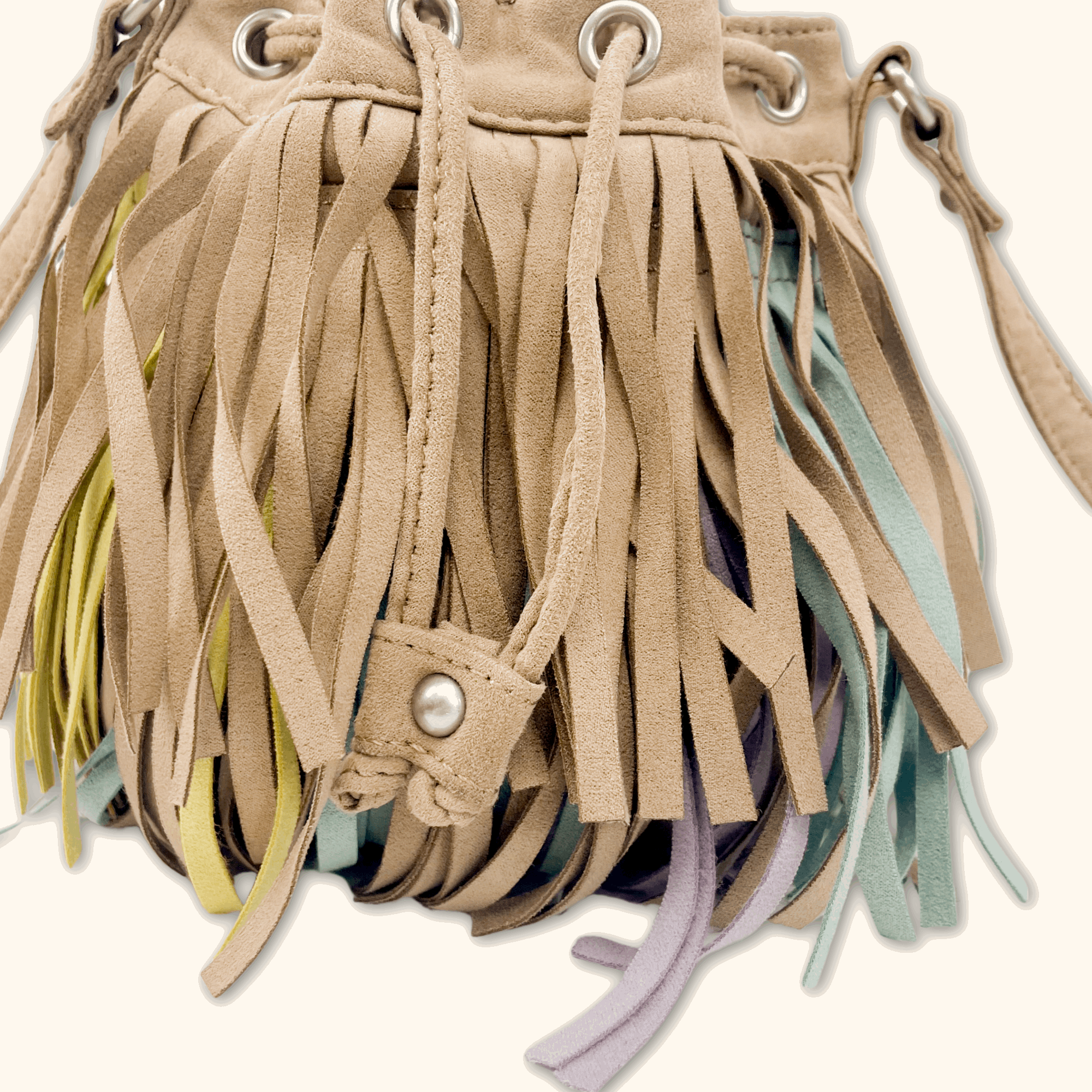 Zara Colourful Suede Fringe Bucket Bag - - Bags