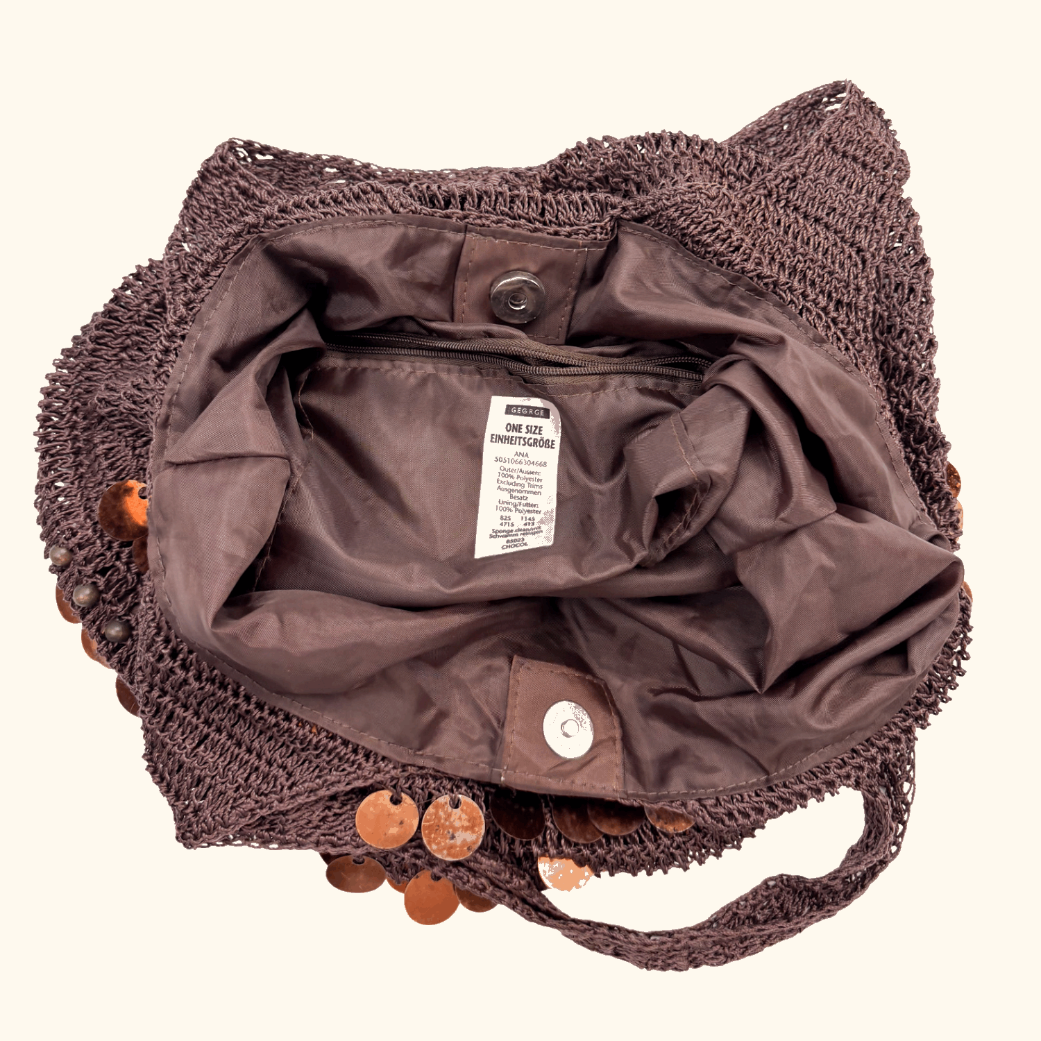 Vintage George Brown Crochet Sequin Bag - - Bags