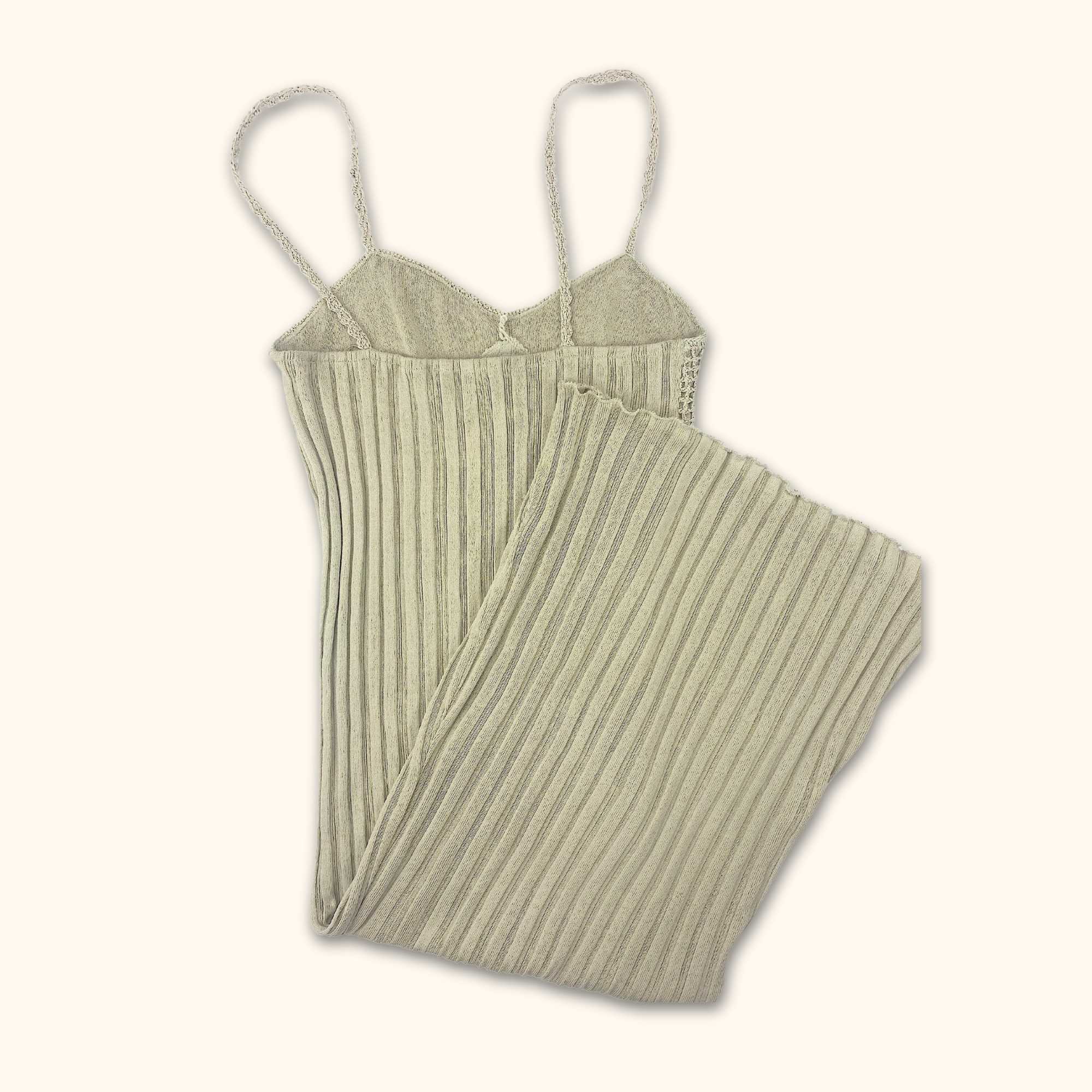 Zara Crochet Cream Ribbed Midi Dress - Size Large -  - Dresses