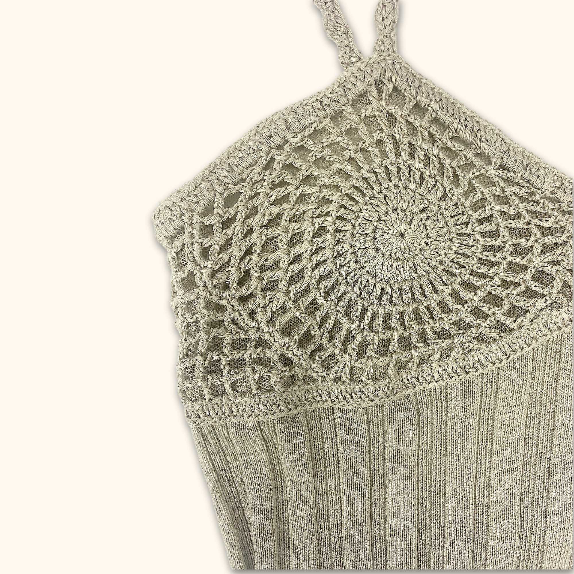 Zara Crochet Cream Ribbed Midi Dress - Size Large -  - Dresses