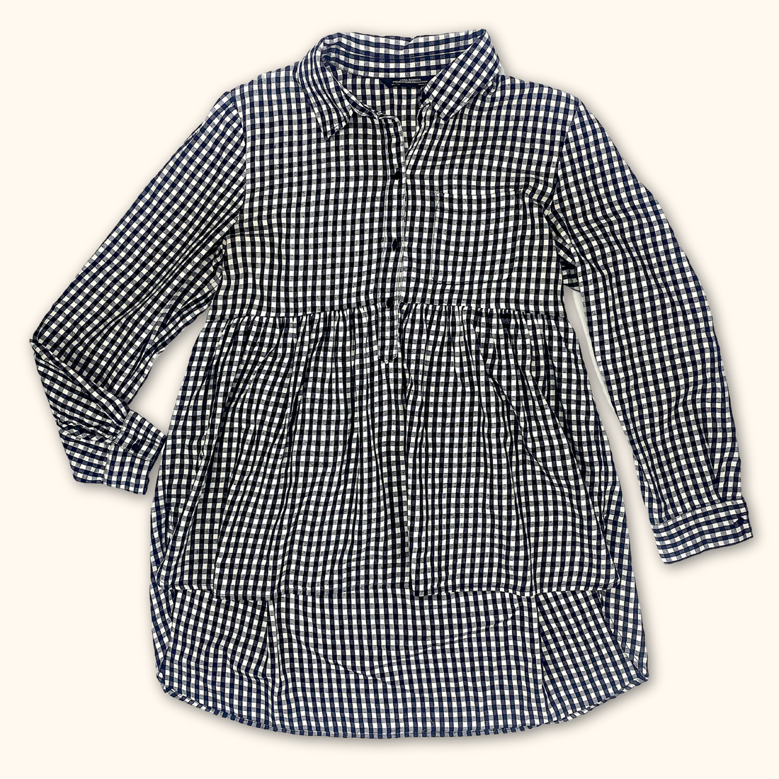 Zara Black and White Peplum Long Sleeve Shirt - Size Large -  - Tops & Shirts
