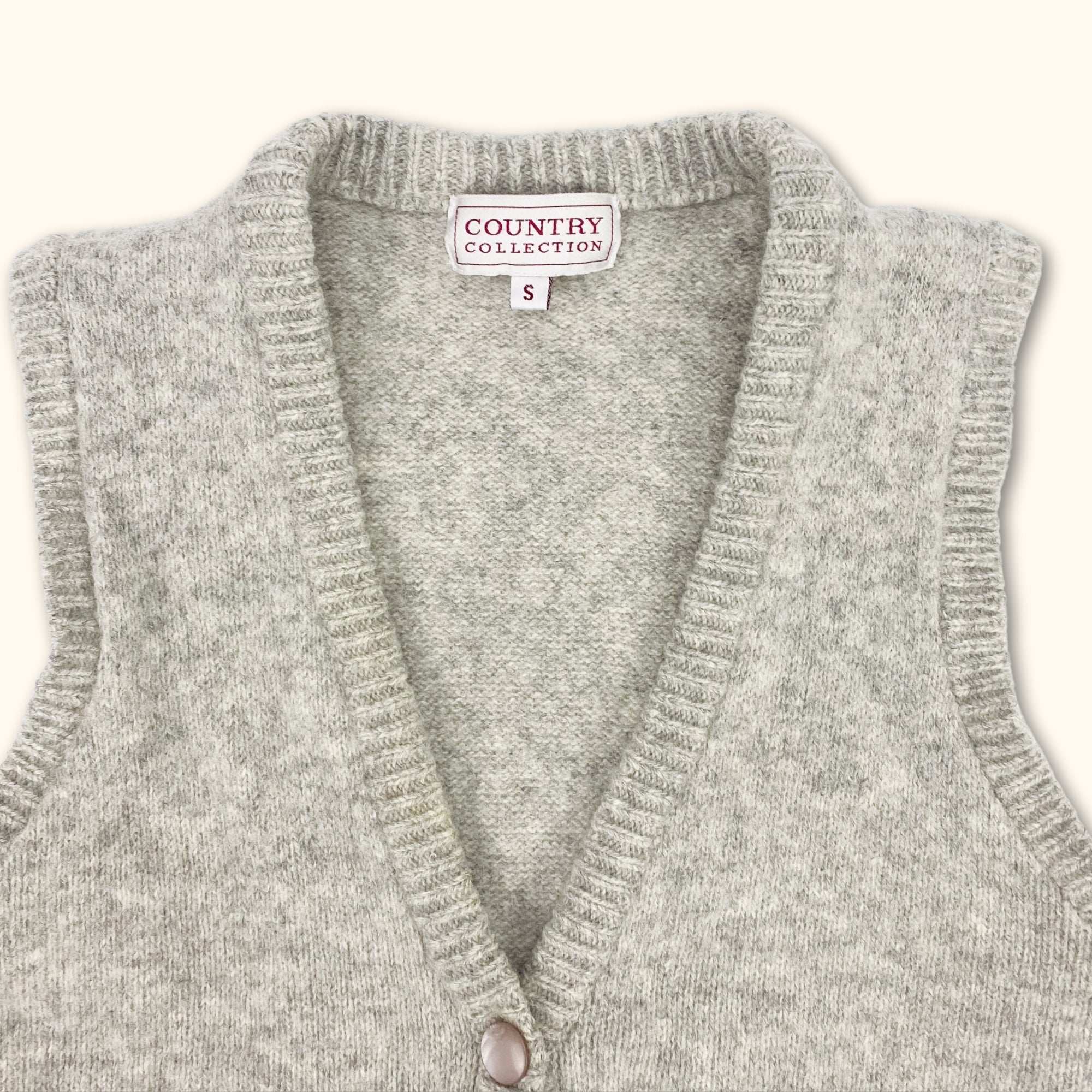 100% Wool Grey Button Up Sweater Vest Size - Size Small - - Knitwear