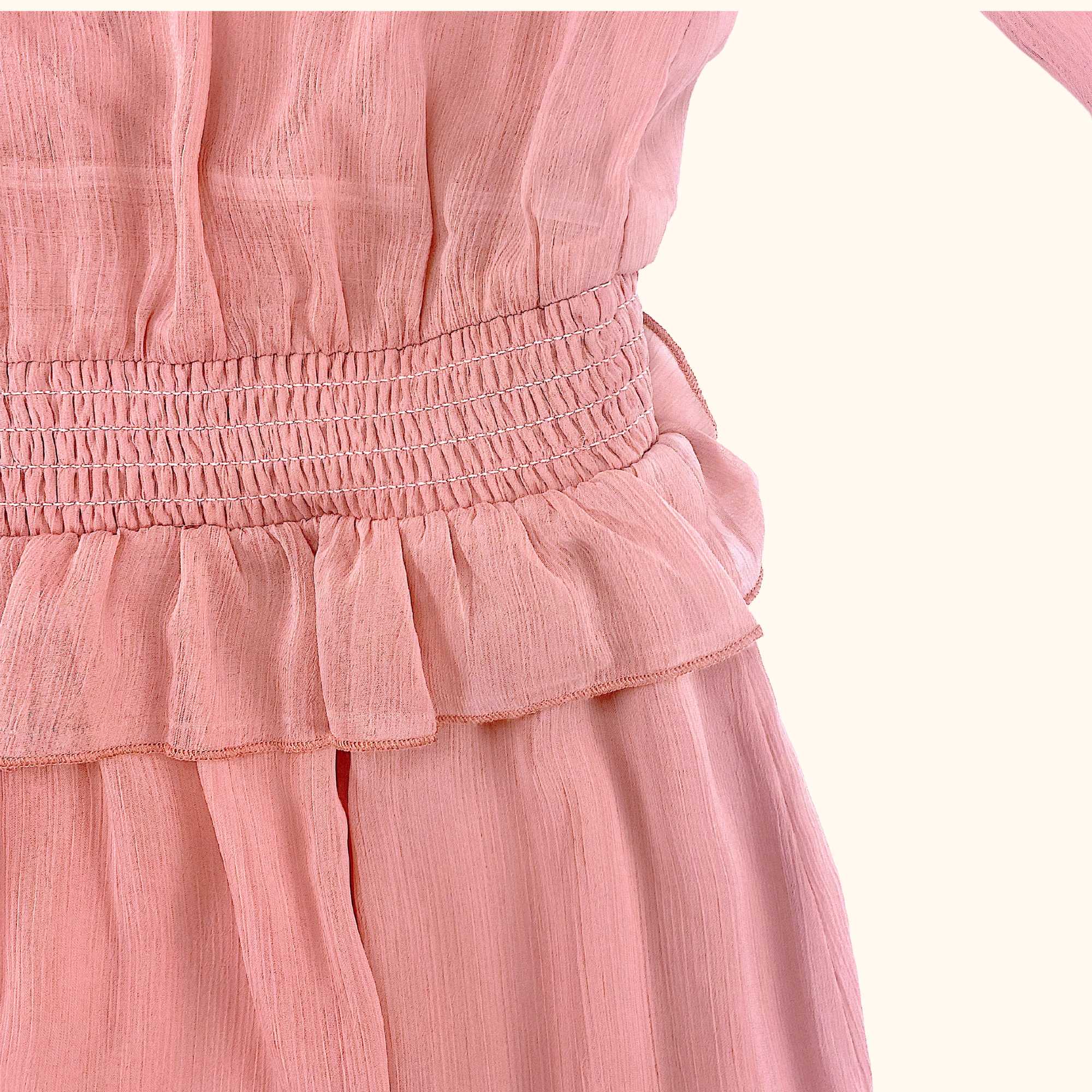 ASOS Design Long Sleeve Ruffle Dress Shell Pink - Size 12 - - Dresses