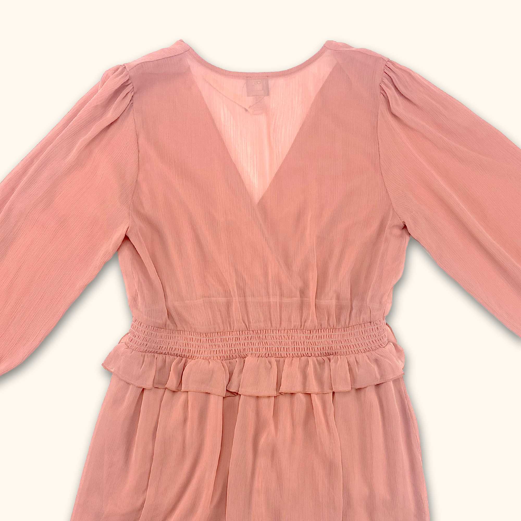 ASOS Design Long Sleeve Ruffle Dress Shell Pink - Size 12 - - Dresses