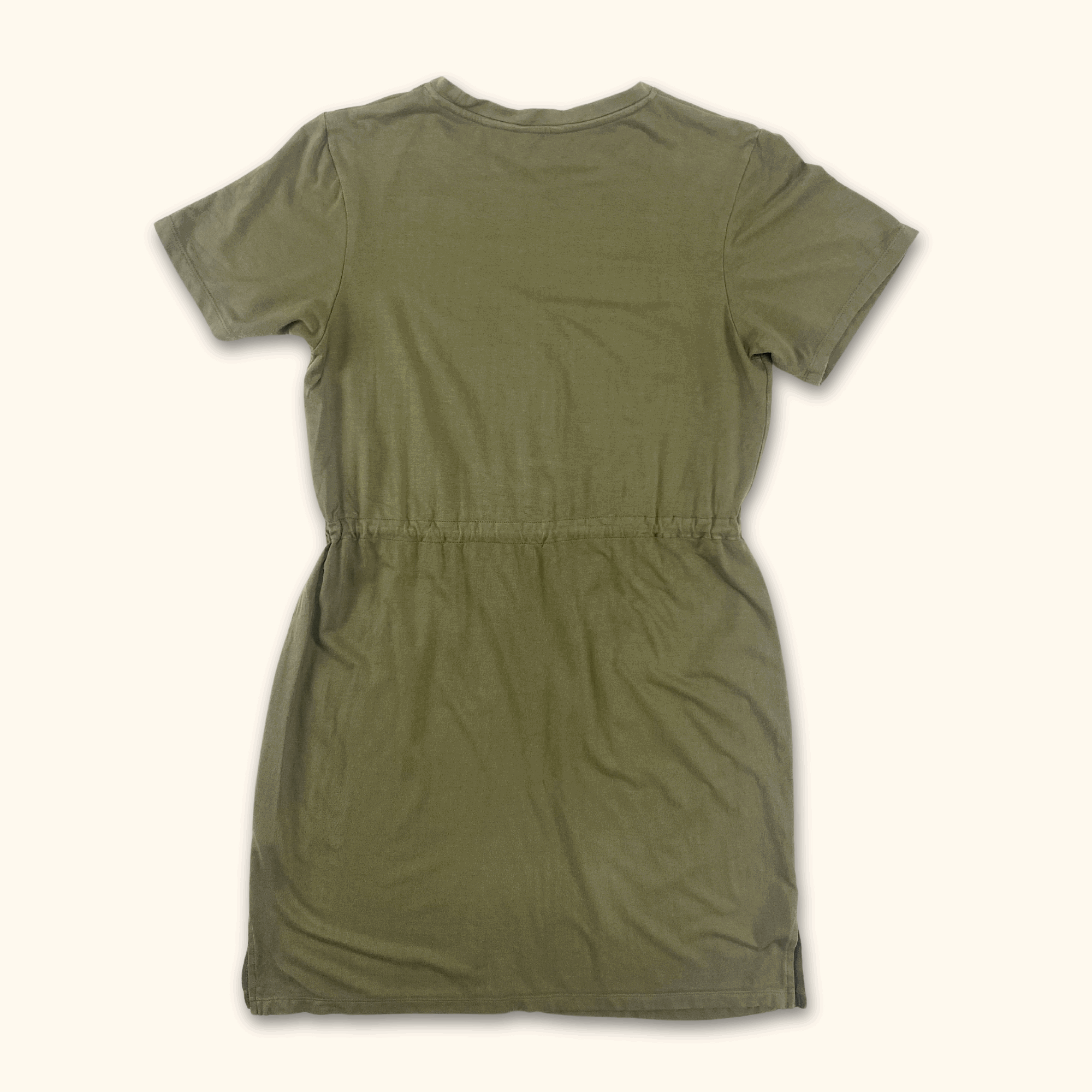 Superdry Khaki Green Jersey Dress with Drawstring - Size 14 - - Dresses