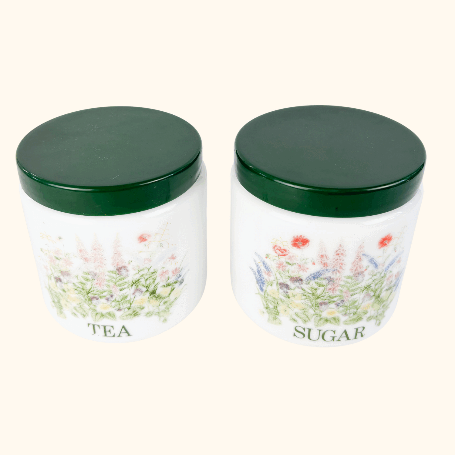 Vintage 1980s CLP Milk Glass Tea Sugar Jars Sunshine Thrift