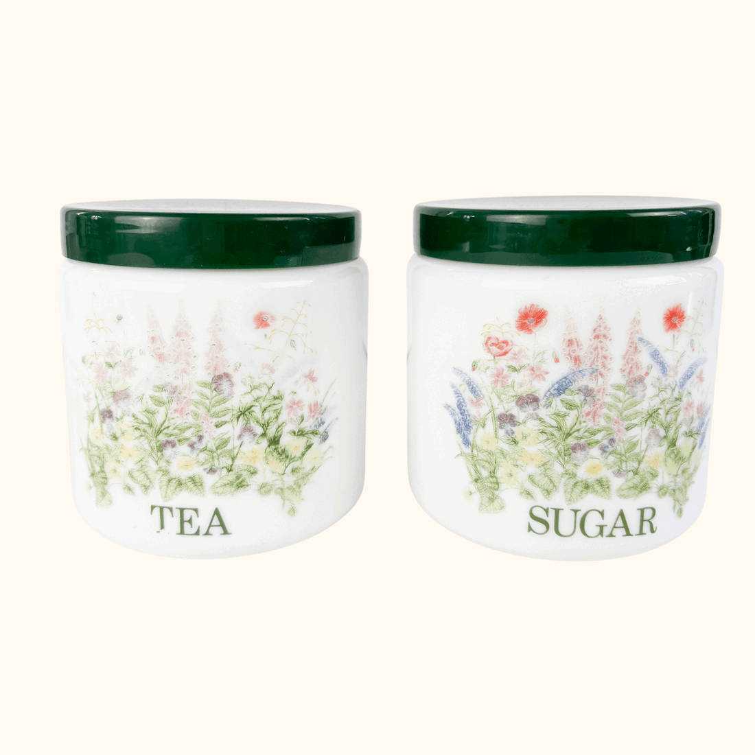 Vintage 1980s CLP Milk Glass Tea Sugar Jars Sunshine Thrift