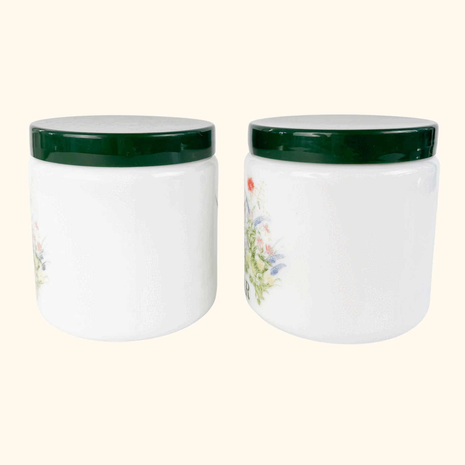 Vintage 1980s CLP Milk Glass Tea Sugar Jars Sunshine Thrift