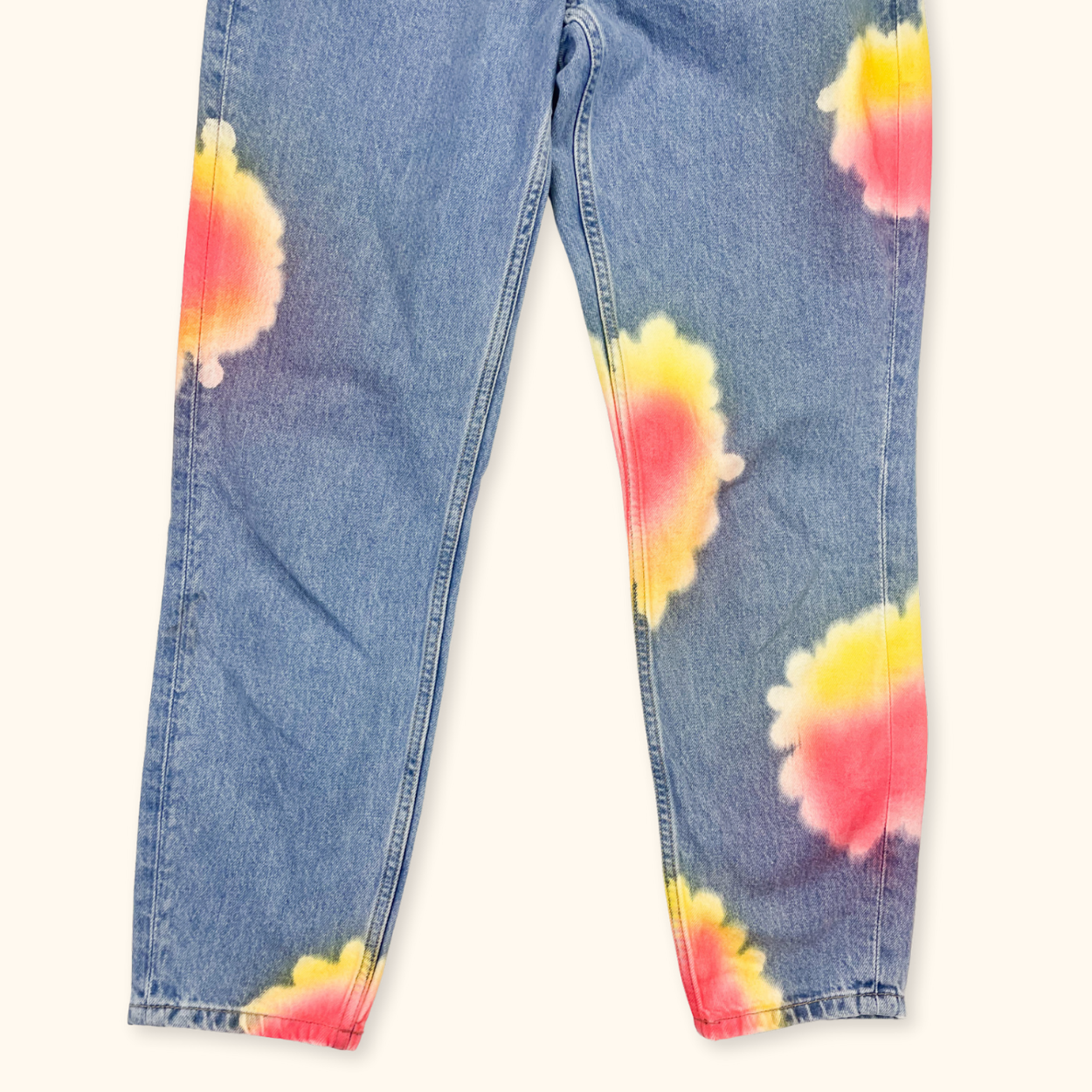 Only High Waist Tie Dye Blue Straight Leg Jeans - Size Small ONLY