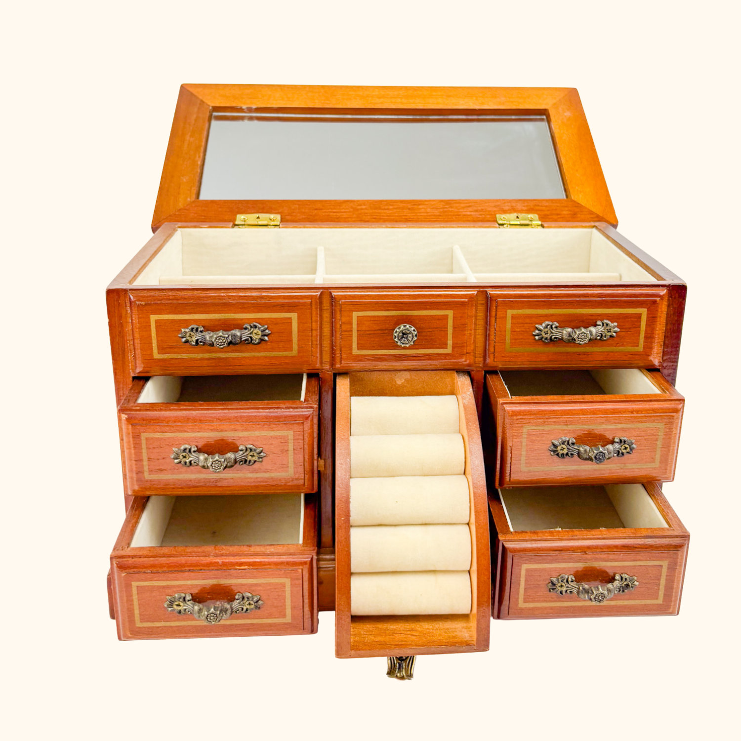 Vintage Solid Wood Jewellery Box Sunshine Thrift