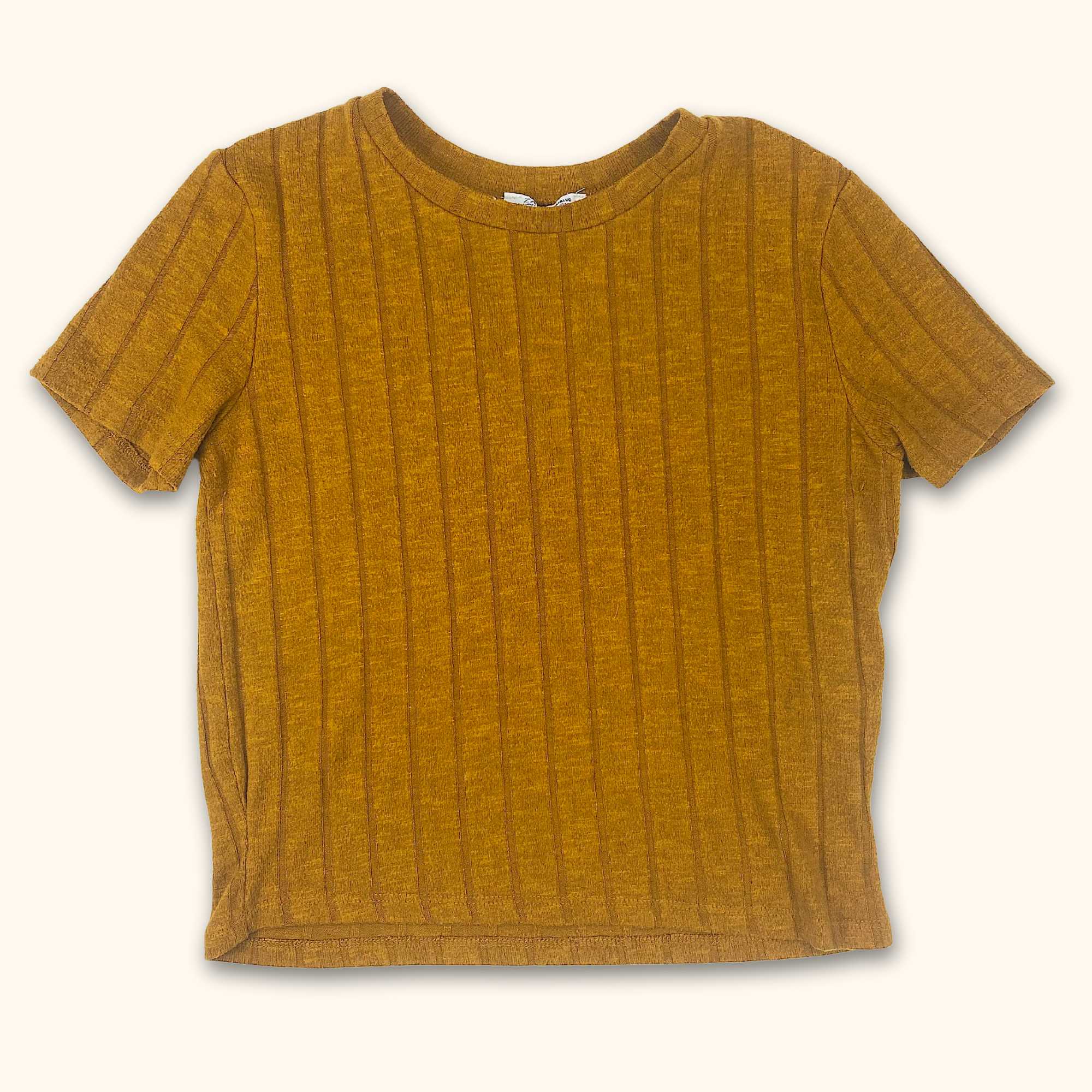 Zara Orange Ribbed Short Sleeve Top - Size Medium - - Tops