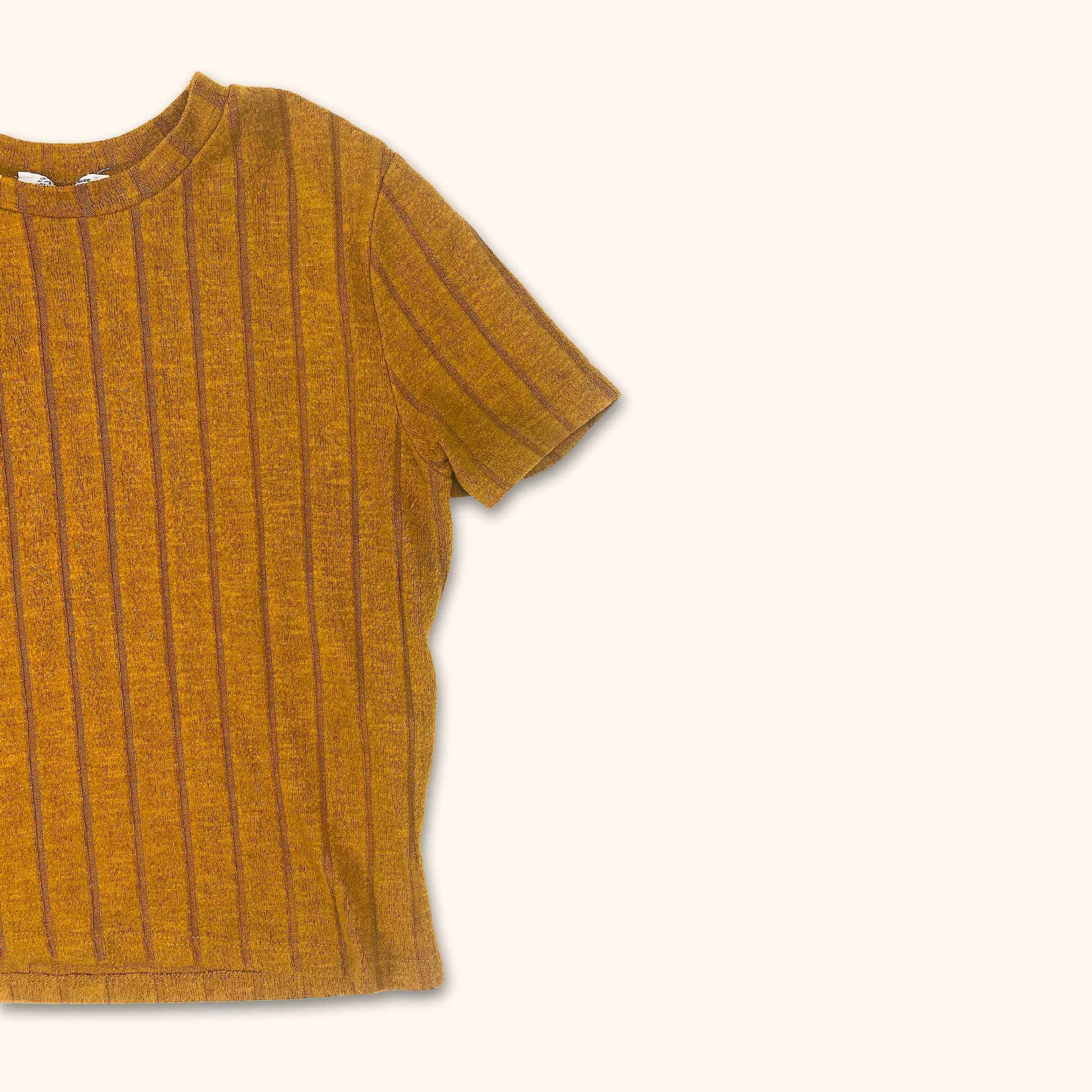 Zara Orange Ribbed Short Sleeve Top - Size Medium - - Tops