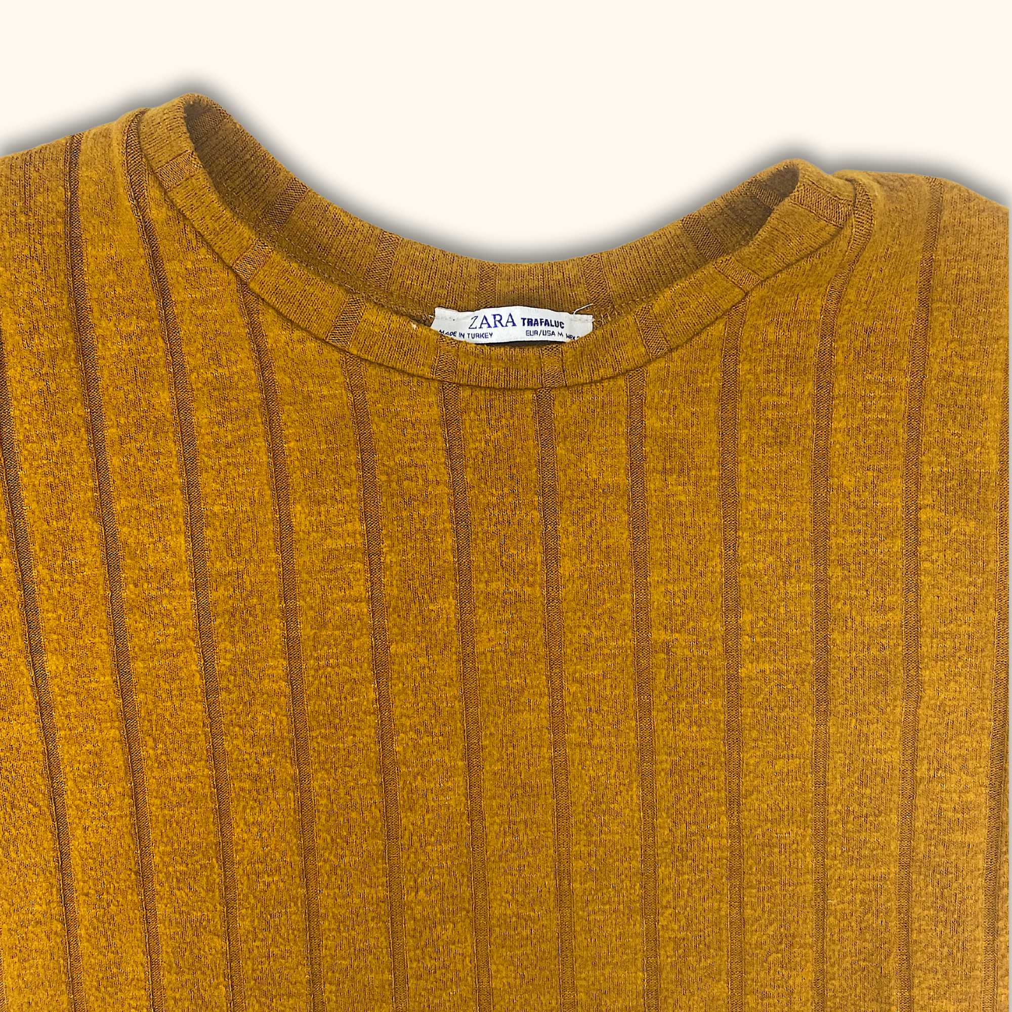 Zara Orange Ribbed Short Sleeve Top - Size Medium - - Tops