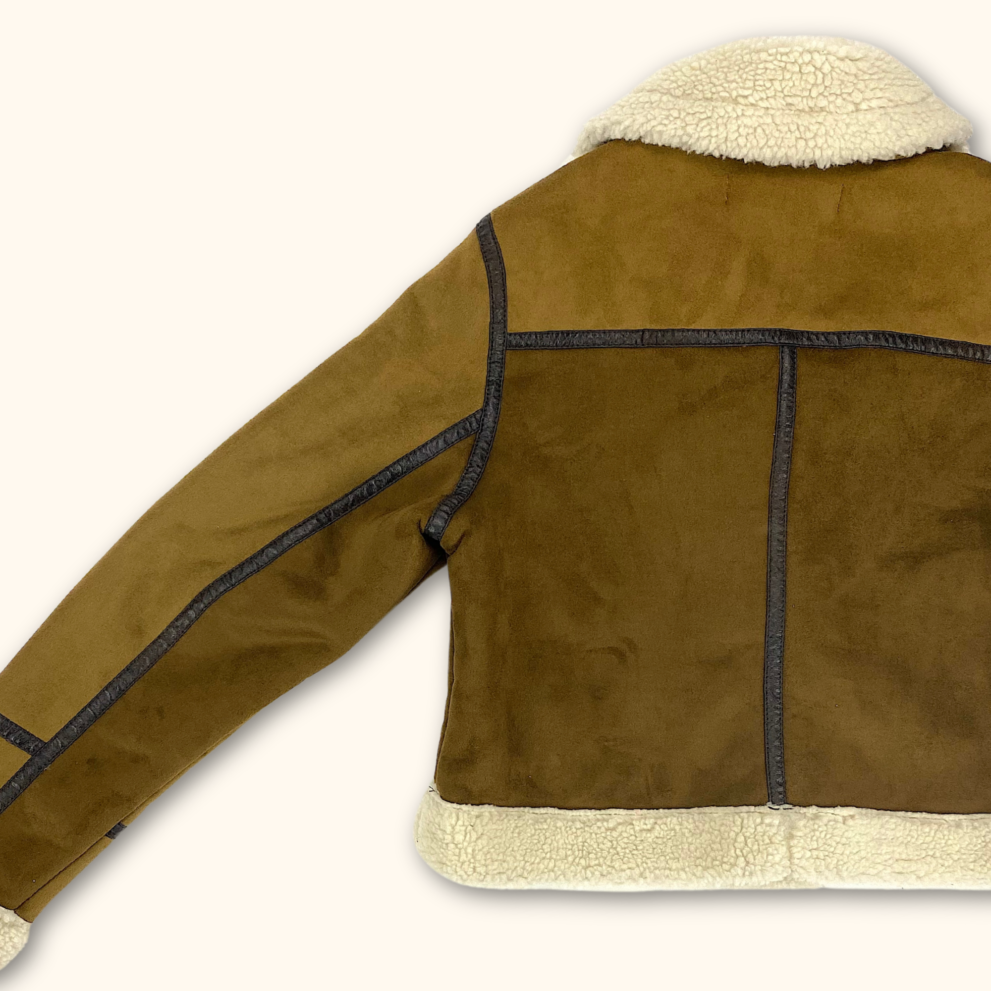 Zara Fleeced Brown Suede Jacket - Size Medium - - Coats & jackets