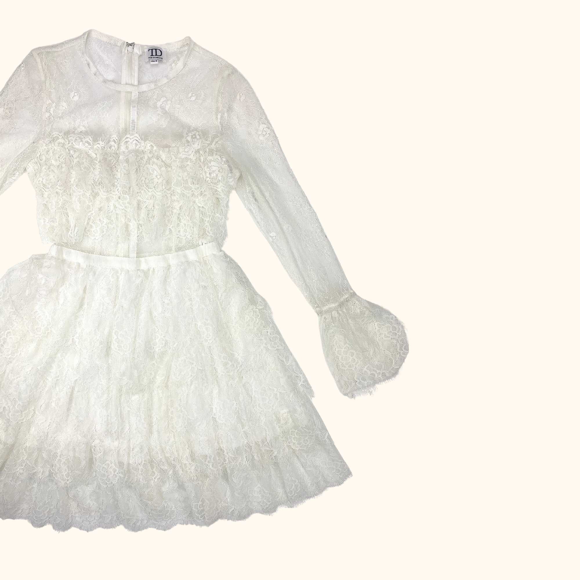 True Decadence White Mini Lace Dress - Size 6 - - Dresses